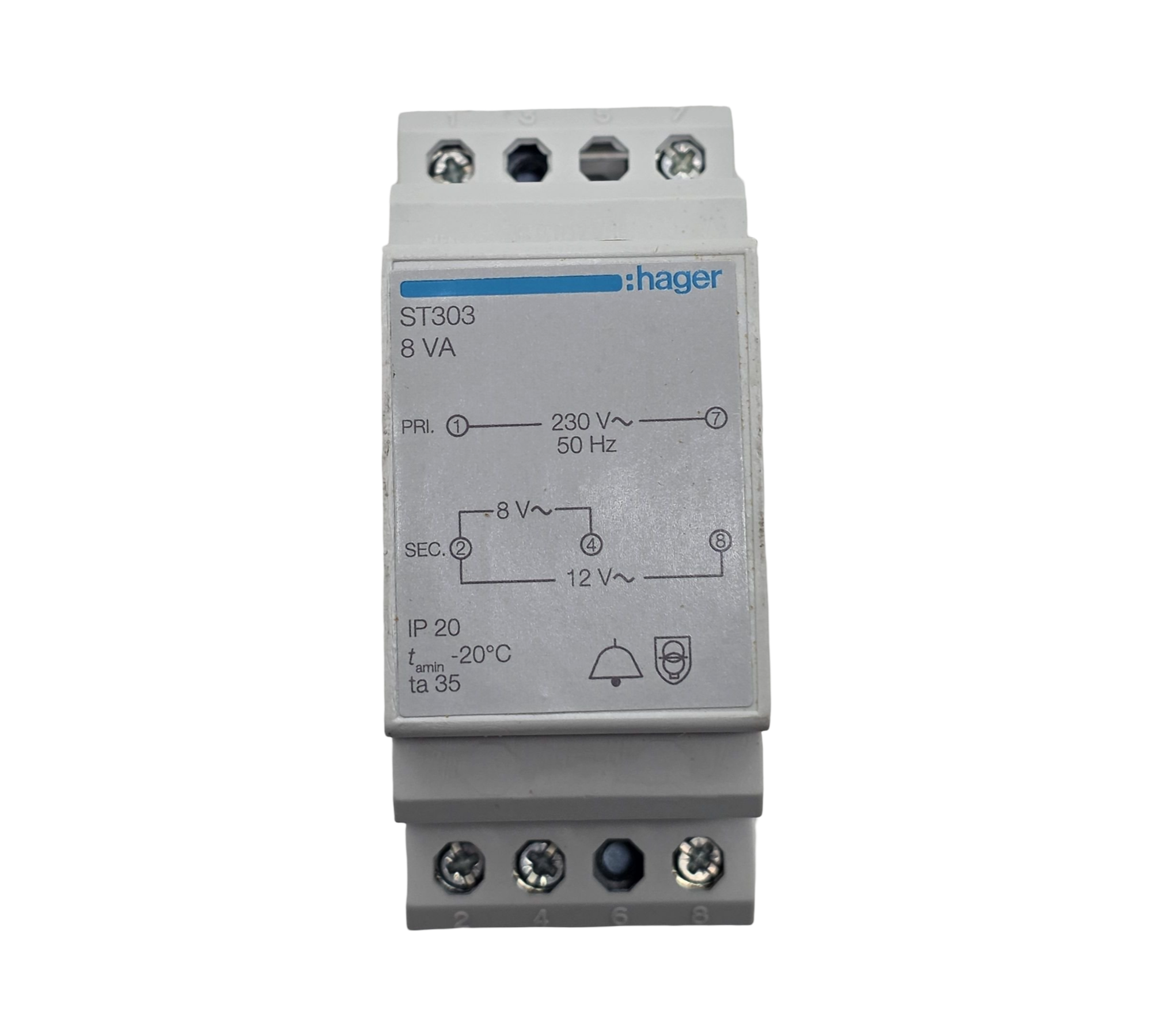 Hager ST303 Klingeltransformator 8V 12V 1A Weiß