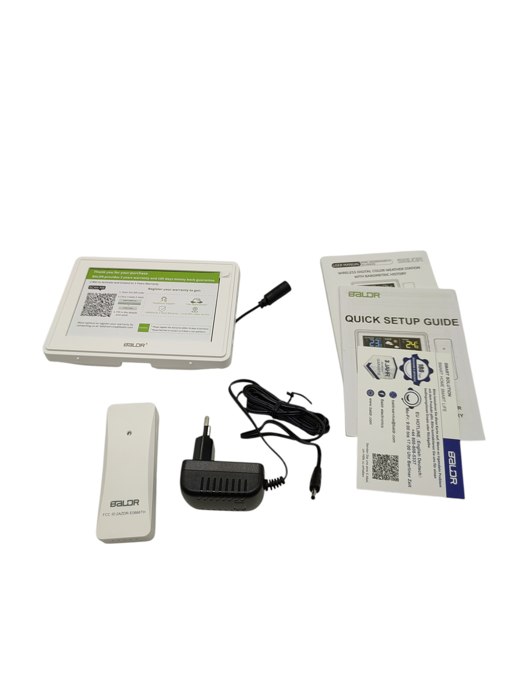 BALDR Funk-Wetterstation Außensensor Farbdisplay DCF Thermometer Hygrometer
