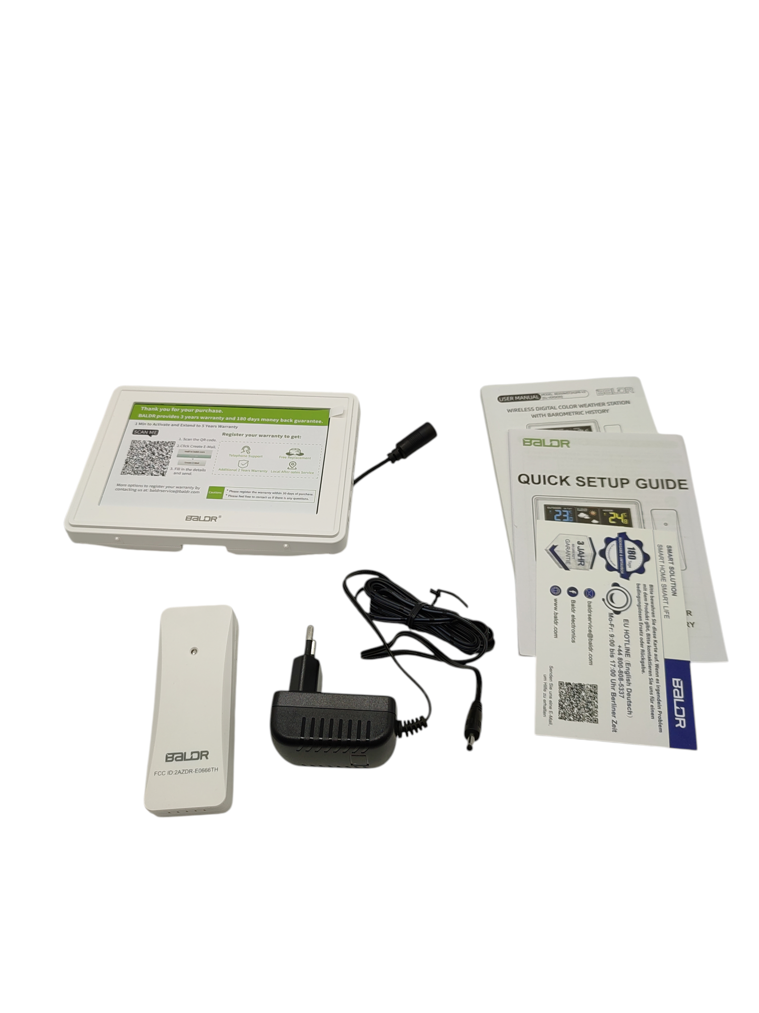 BALDR Funk-Wetterstation Außensensor Farbdisplay DCF Thermometer Hygrometer