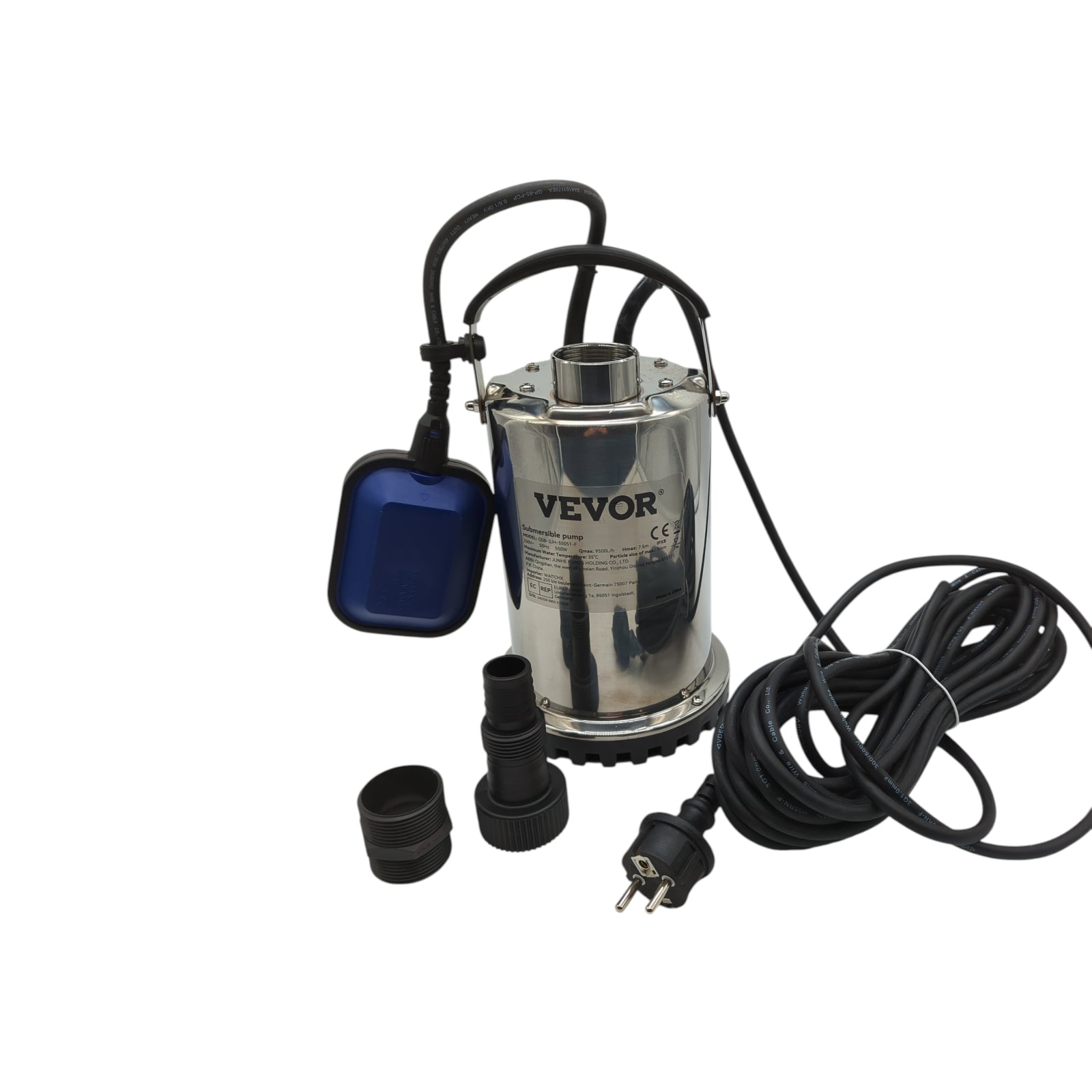 VEVOR Tauchpumpe elektrisch Garten Teich Brunnen 550W 1,5A Schmutzwasser
