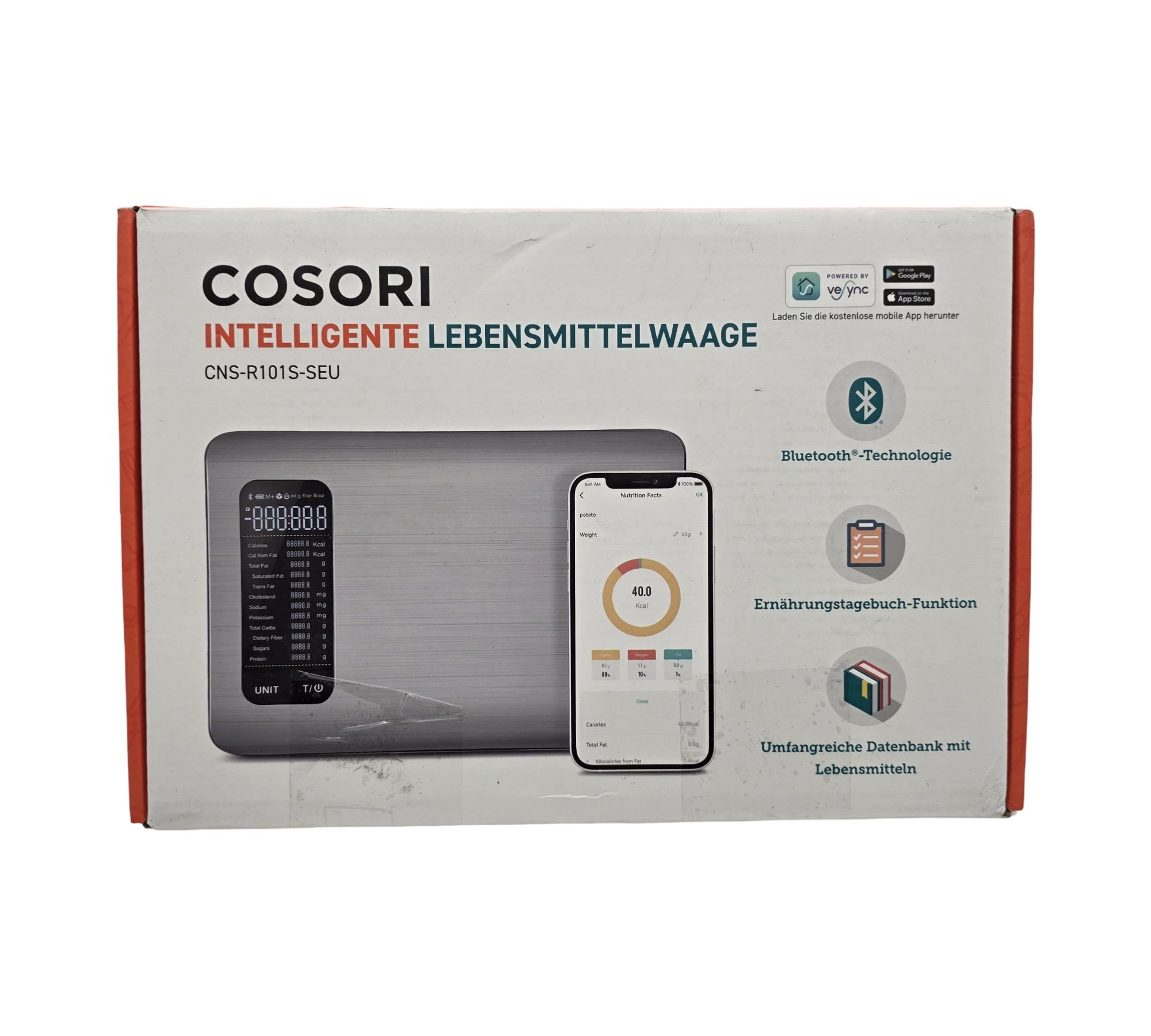 Cosori Digitale Küchenwaage App Nährwertanalyse 5kg Edelstahl