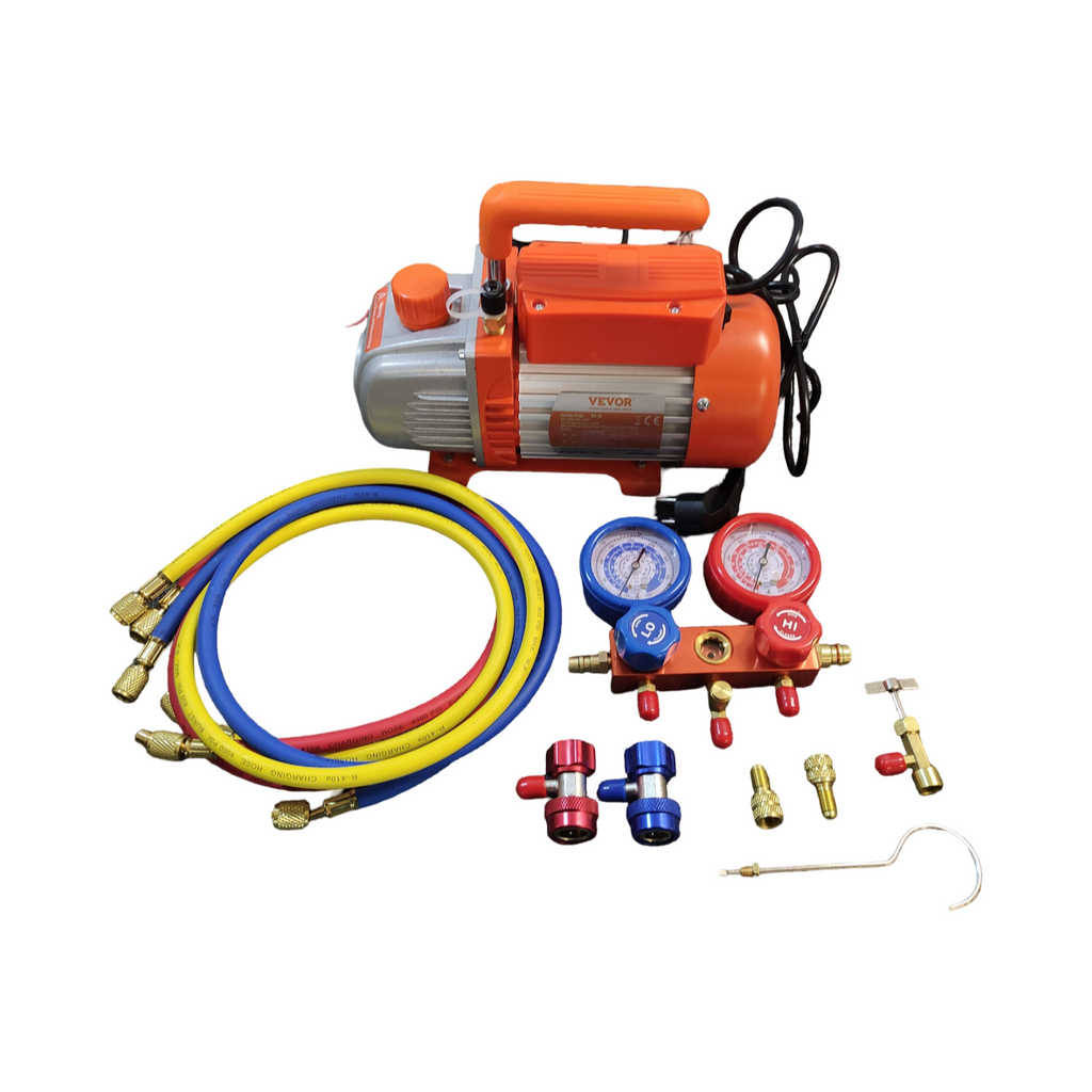 VEVOR Vakuumpumpe 100L/min 1-stufig 220V 50Hz Manometer 250ml