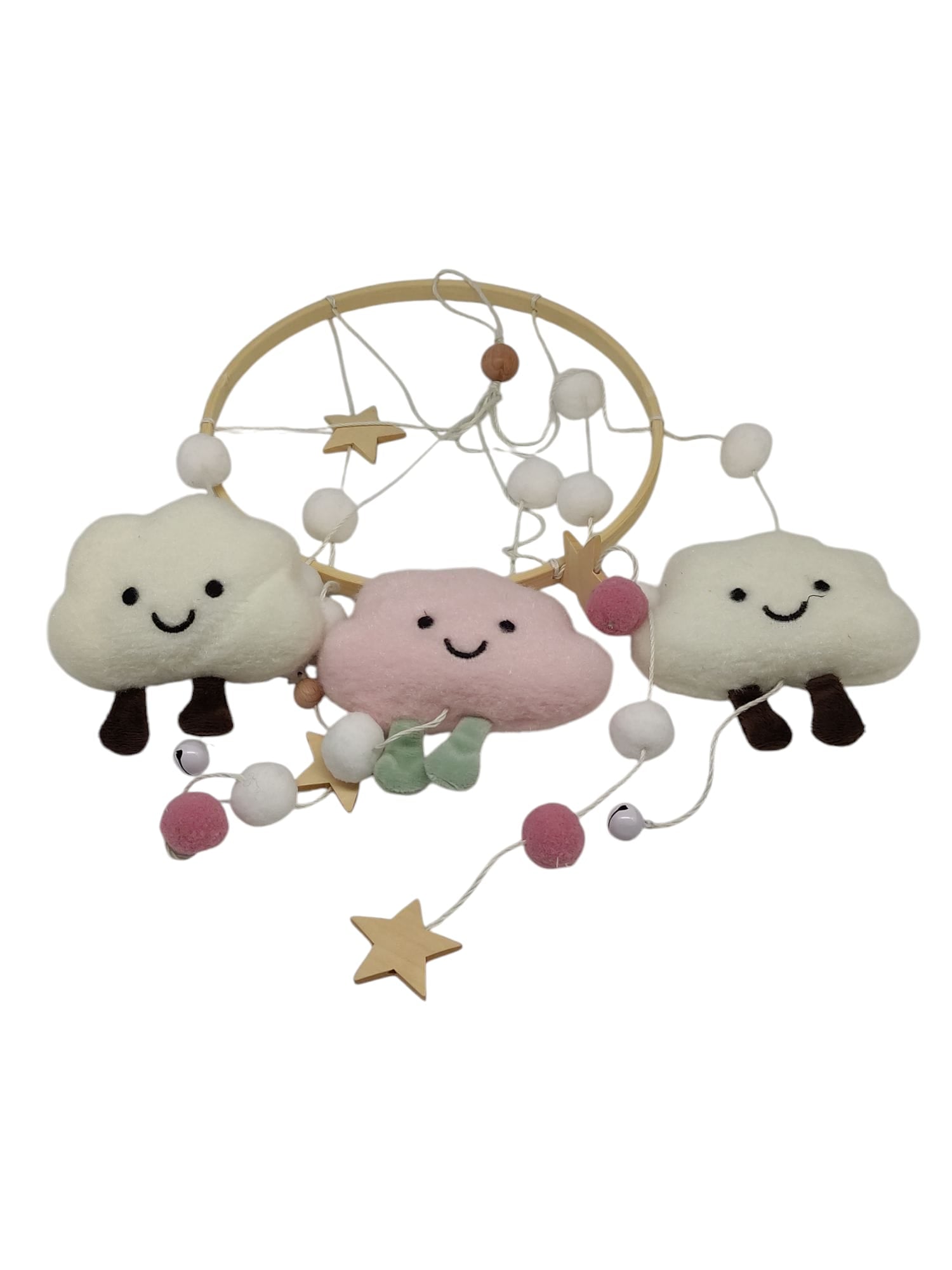 Promise Babe Mobile Baby Wind Chime Felt Balls Clouds Stars