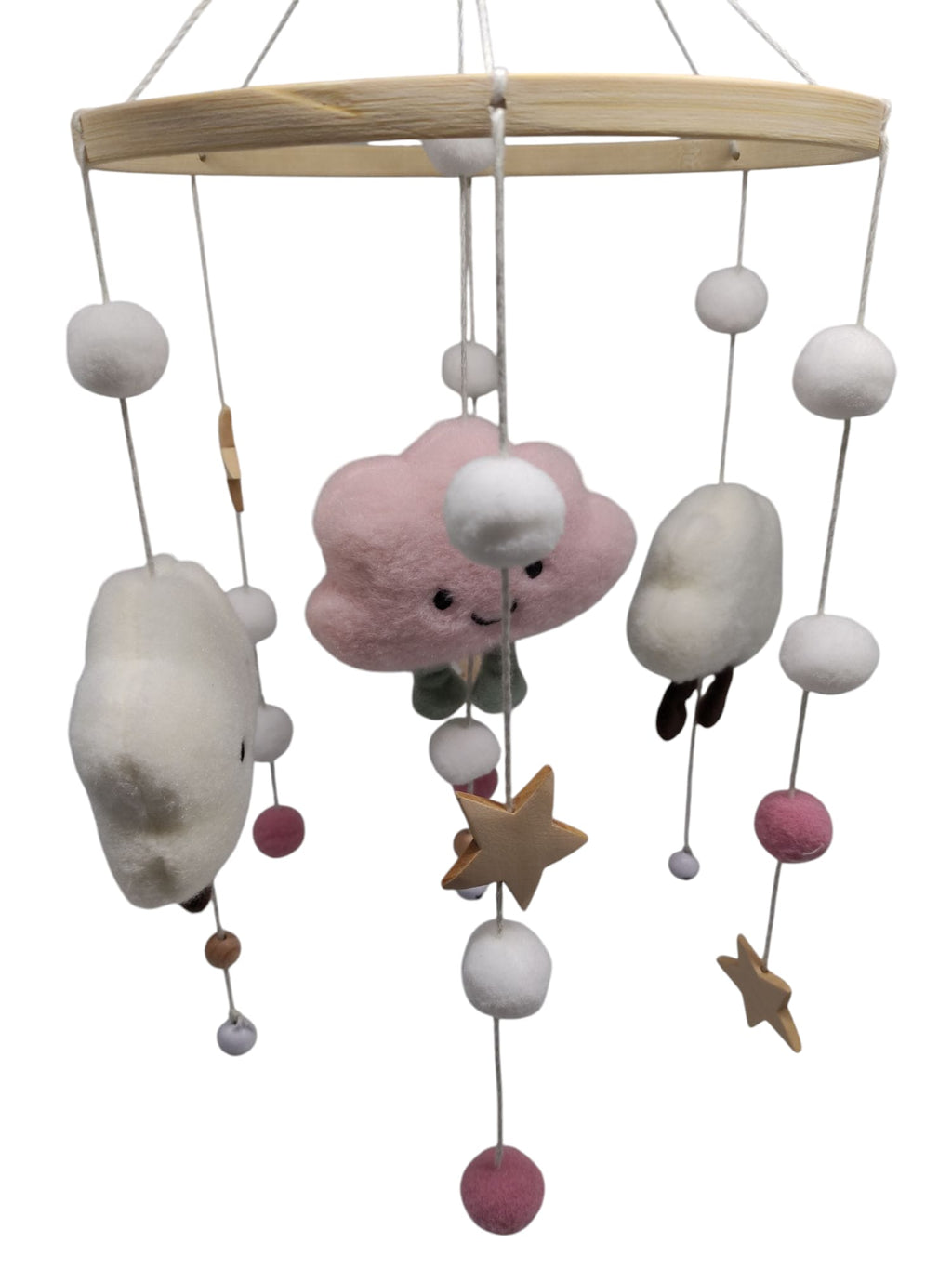 Promise Babe Mobile Baby Wind Chime Felt Balls Clouds Stars