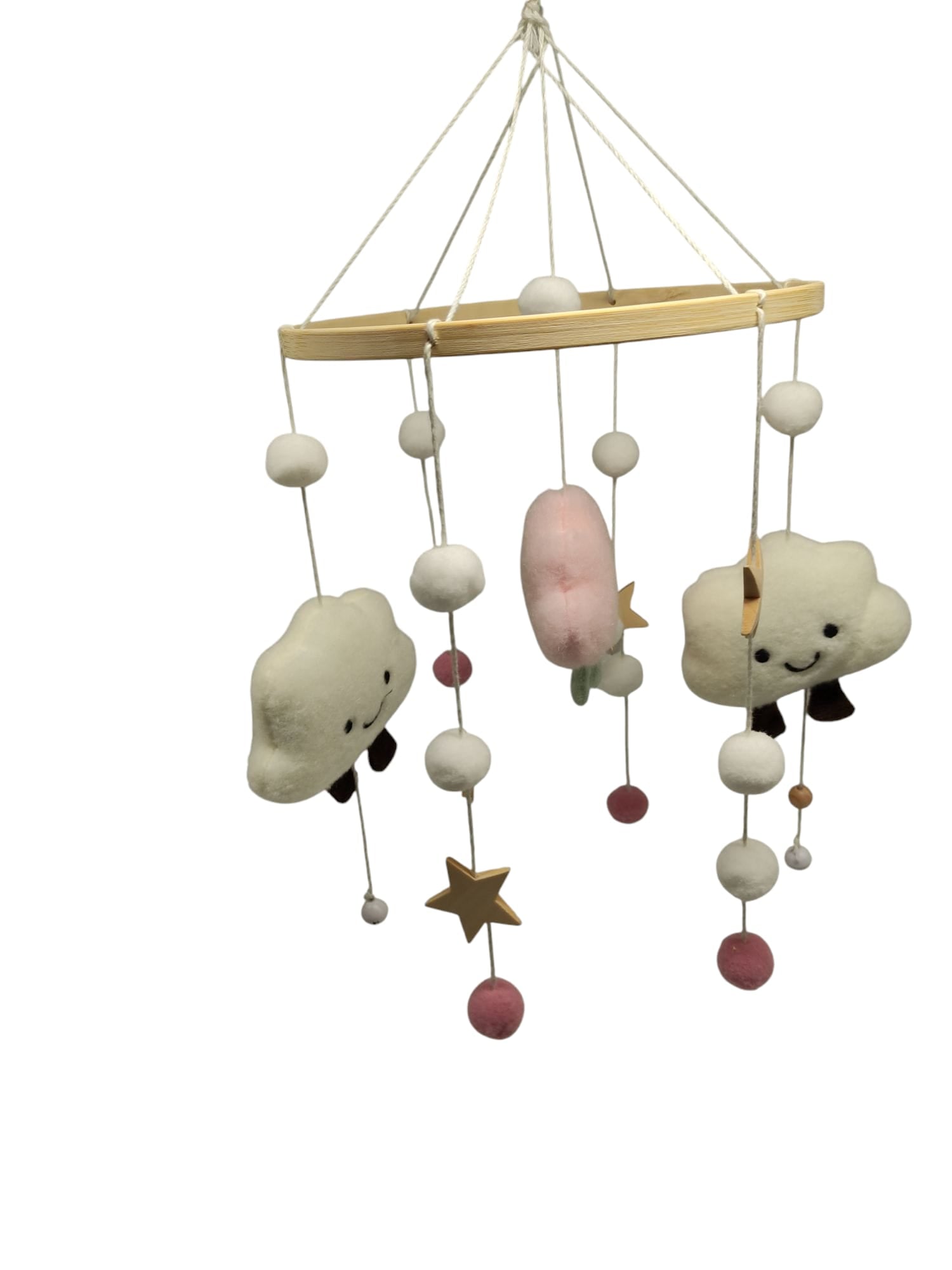 Promise Babe Mobile Baby Wind Chime Felt Balls Clouds Stars