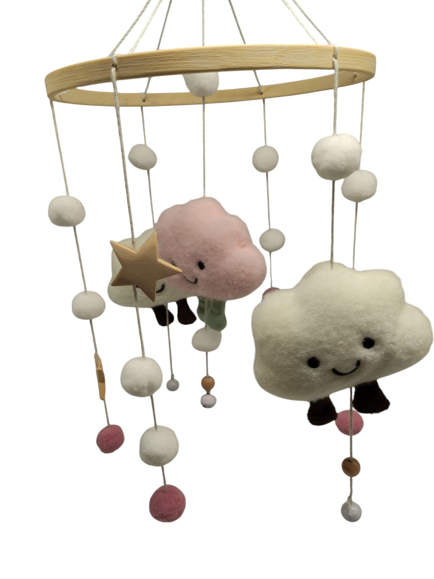 Promise Babe Mobile Baby Wind Chime Felt Balls Clouds Stars