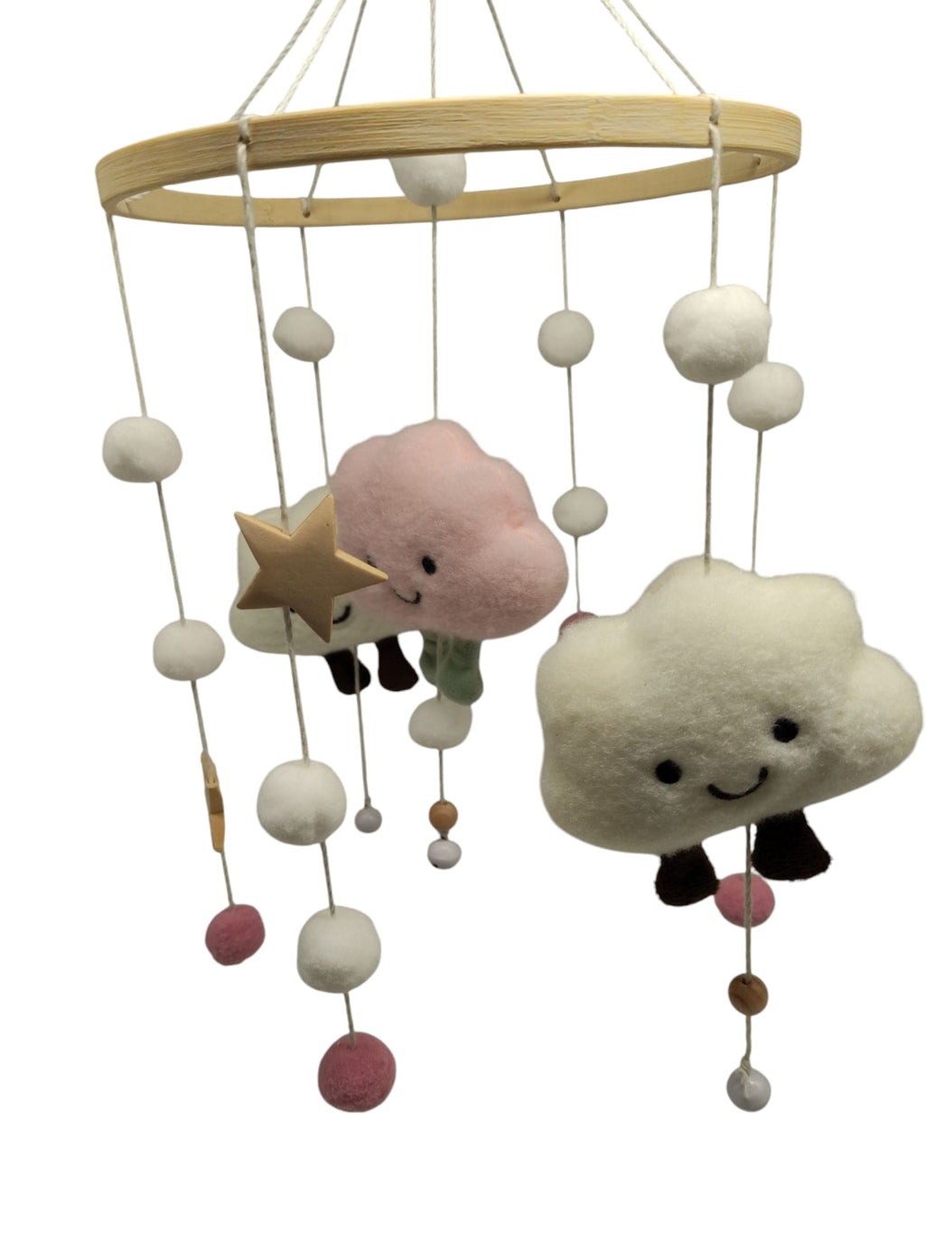 Promise Babe Mobile Baby Wind Chime Felt Balls Clouds Stars