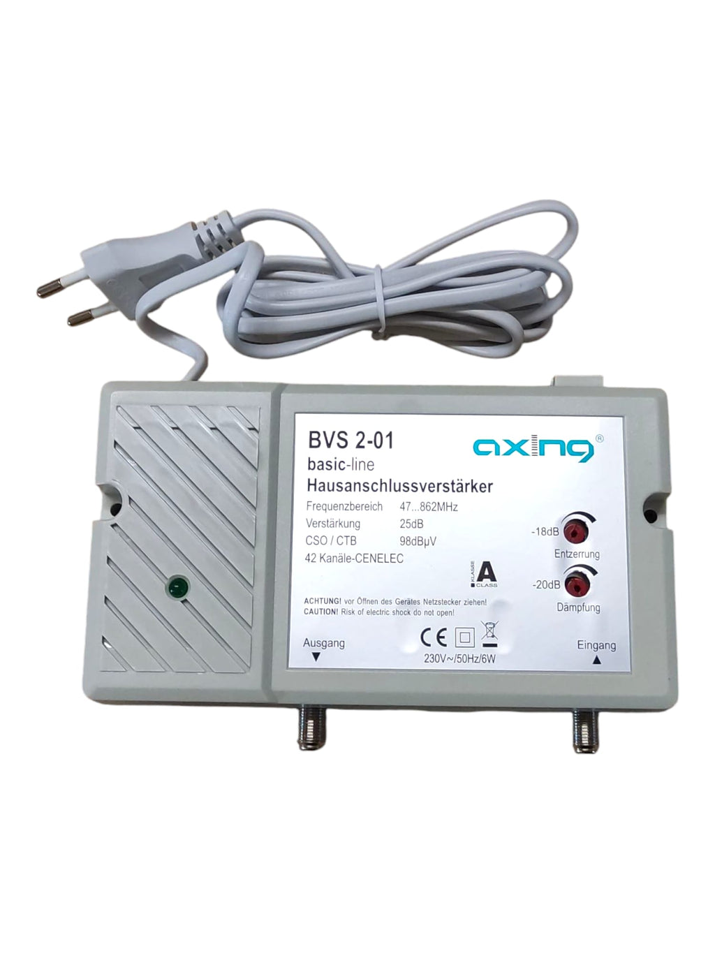Axing BVS 2-01 Hausanschlussverstärker 25 dB Kabelfernsehen 47-862 MHz