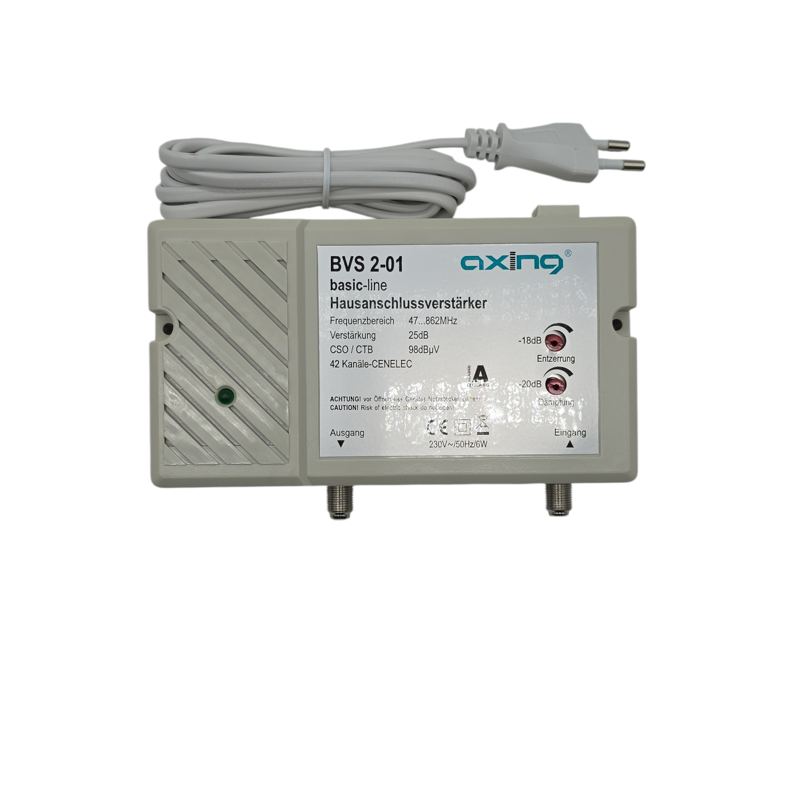 Axing BVS 2-01 Hausanschlussverstärker 25 dB Kabelfernsehen 47-862 MHz