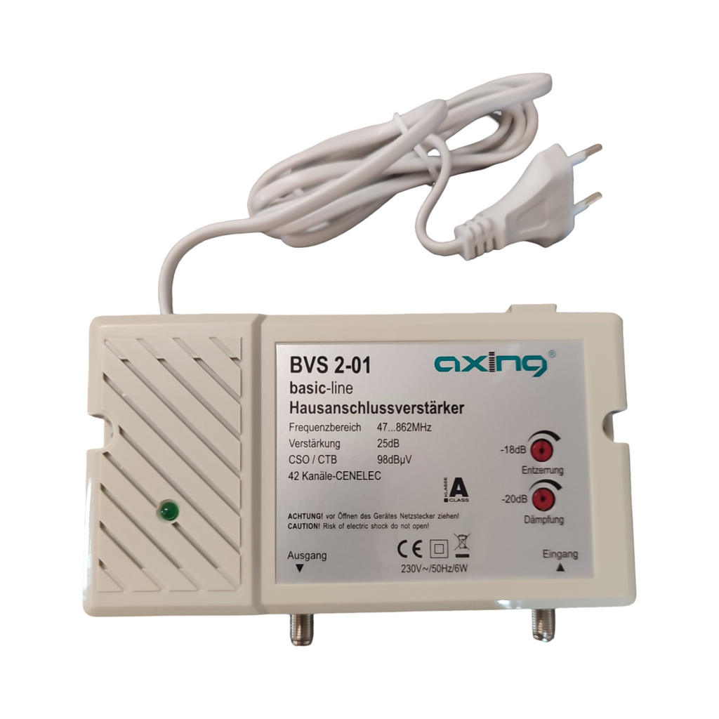 Axing BVS 2-01 Hausanschlussverstärker 25 dB Kabelfernsehen 47-862 MHz