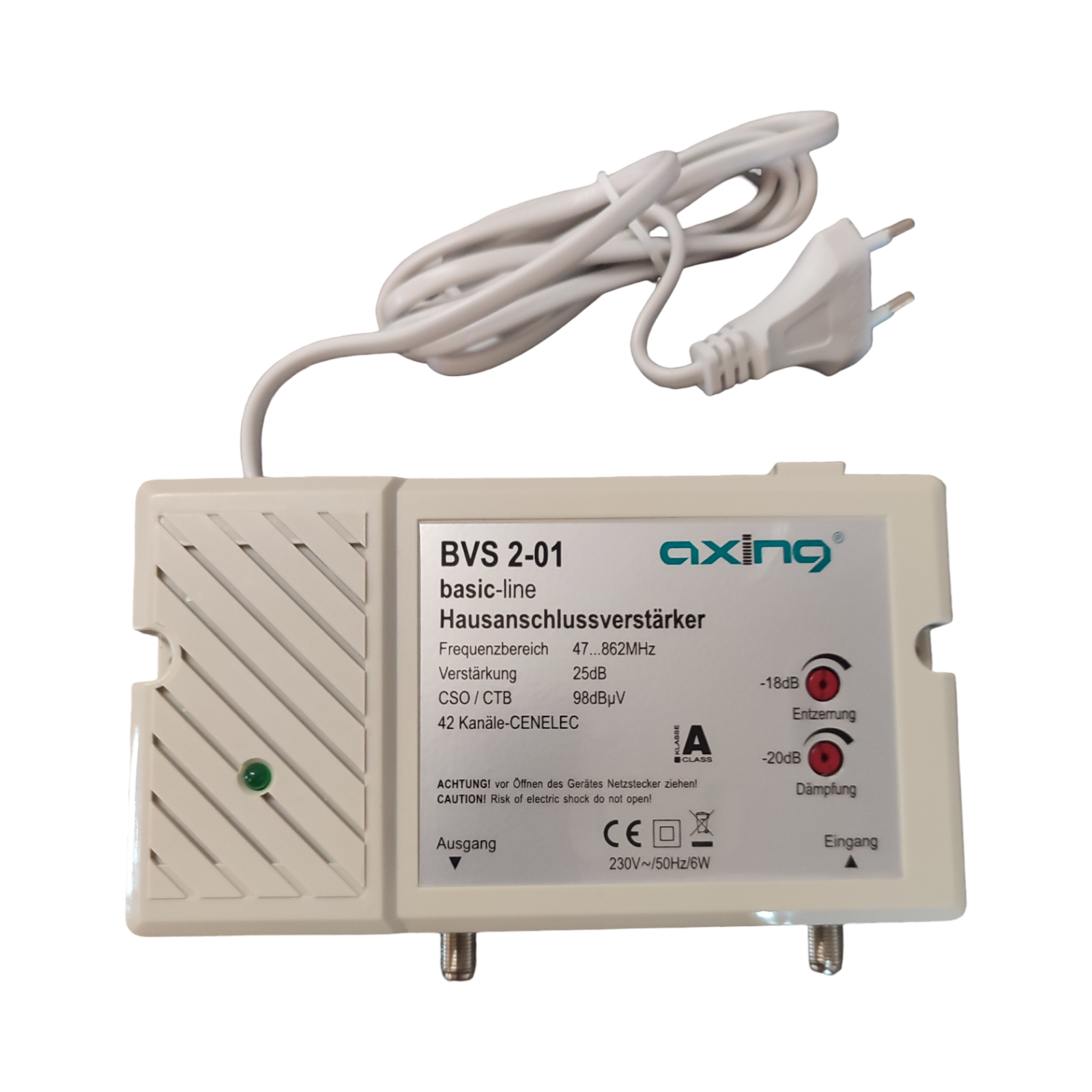 Axing BVS 2-01 Hausanschlussverstärker 25 dB Kabelfernsehen 47-862 MHz