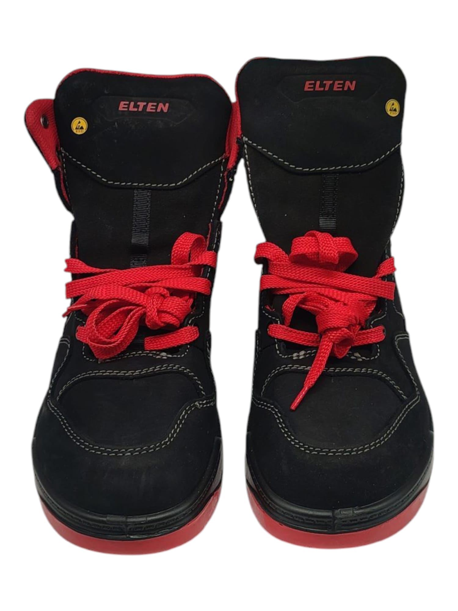 ELTEN Maverick Mid ESD S3 Sicherheitsschuhe Leder Schwarz/Rot Gr. 44
