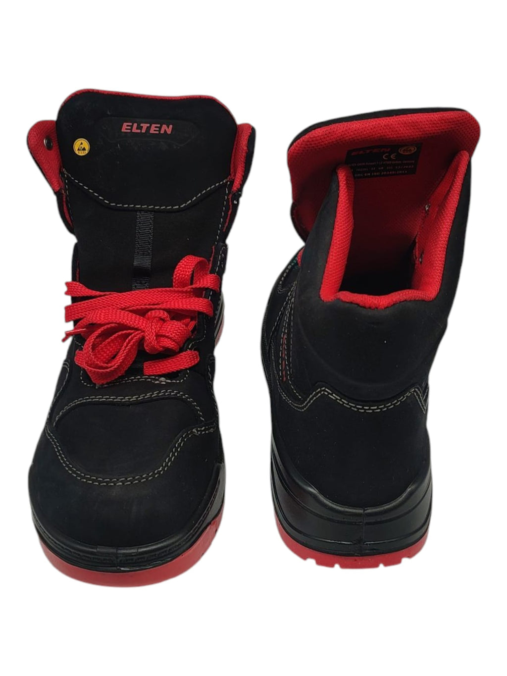 ELTEN Maverick Mid ESD S3 Sicherheitsschuhe Leder Schwarz/Rot Gr. 44