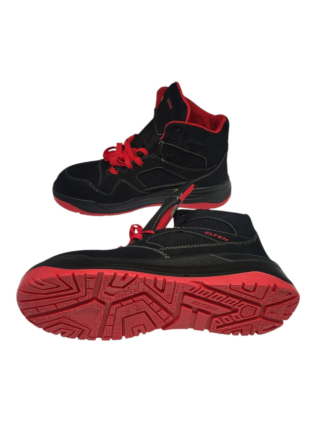 ELTEN Maverick Mid ESD S3 Sicherheitsschuhe Leder Schwarz/Rot Gr. 44
