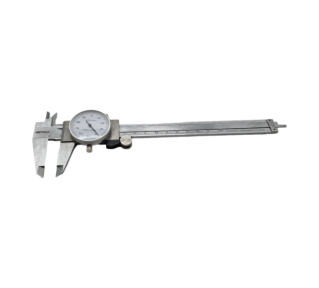 Metrica 10023 Messschieber mit Uhr Edelstahl 150 mm Genauigkeit 0,01 mm