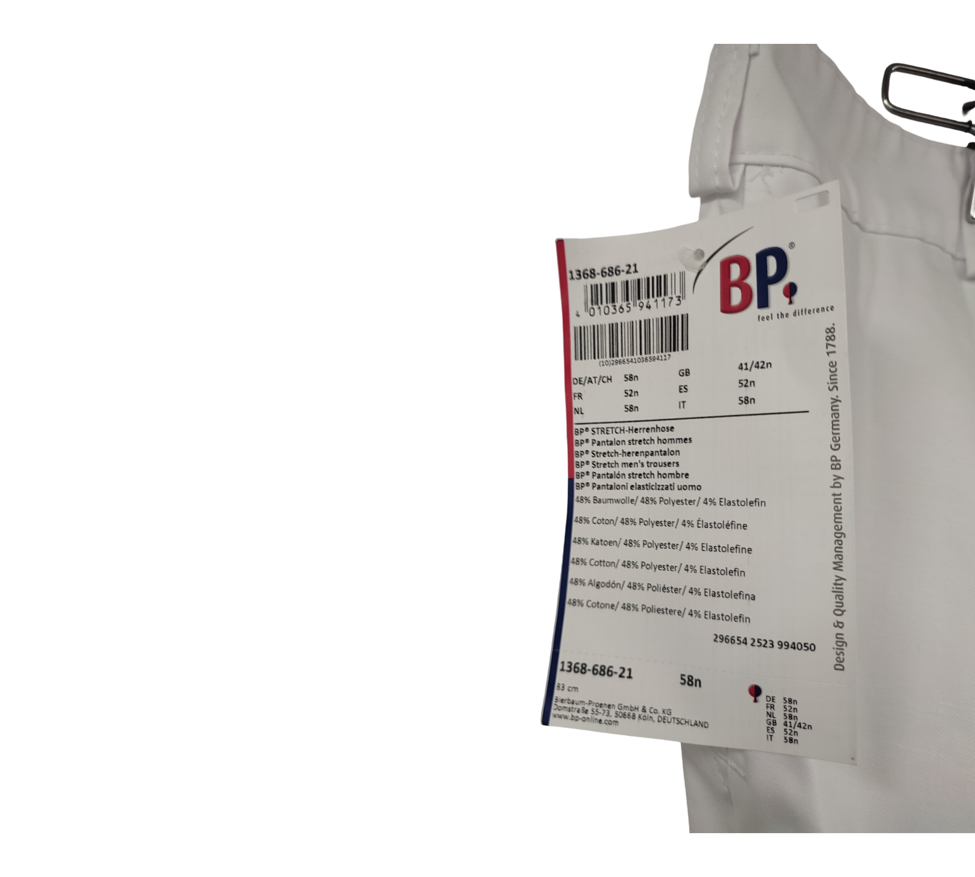 BP Med 1368-686 Herren Hose Mischgewebe Stretch Größe 58