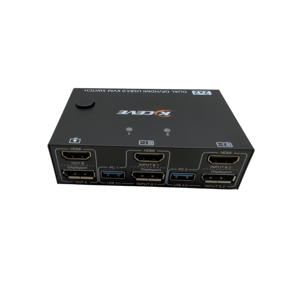 KVE DP HDMI KVM-Switch 2 Computer 2 Monitore USB 3.0 4K@60Hz