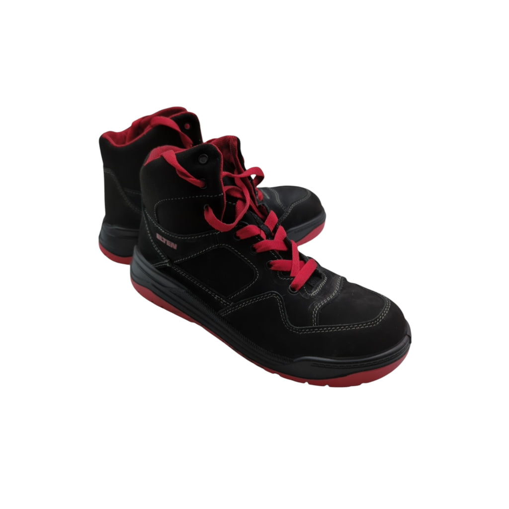 ELTEN MAVERICK Mid ESD S3 Sicherheitsschuhe Unisex Stahlkappe Gr. 42 Schwarz/Rot