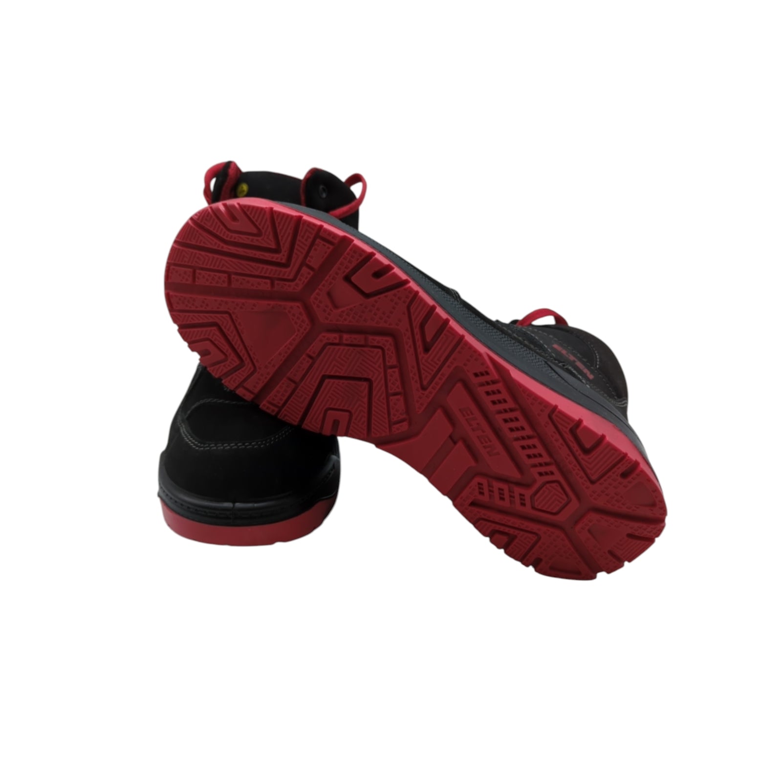 ELTEN MAVERICK Mid ESD S3 Sicherheitsschuhe Unisex Stahlkappe Gr. 42 Schwarz/Rot