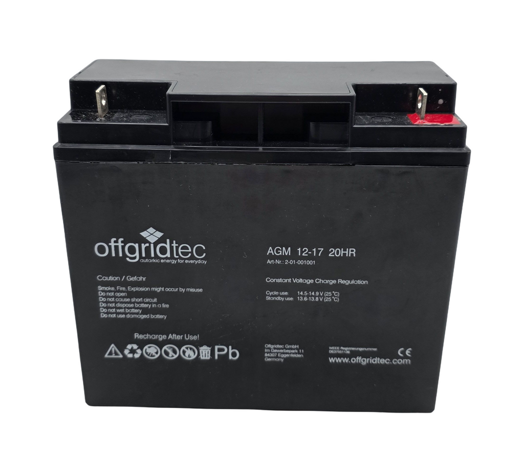 Offgridtec® 17Ah 12V AGM Bleiakku zyklenfest für USV und Motorrad