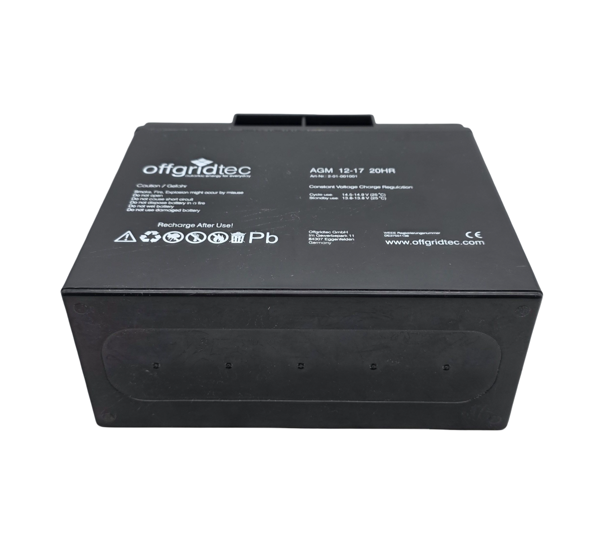 Offgridtec® 17Ah 12V AGM Bleiakku zyklenfest für USV und Motorrad