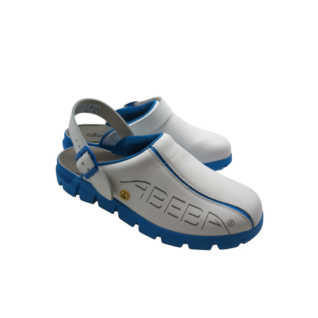 ABEBA 37312 ESD Dynamic Clogs Arbeitsschuhe, weiß blau, Größe 42