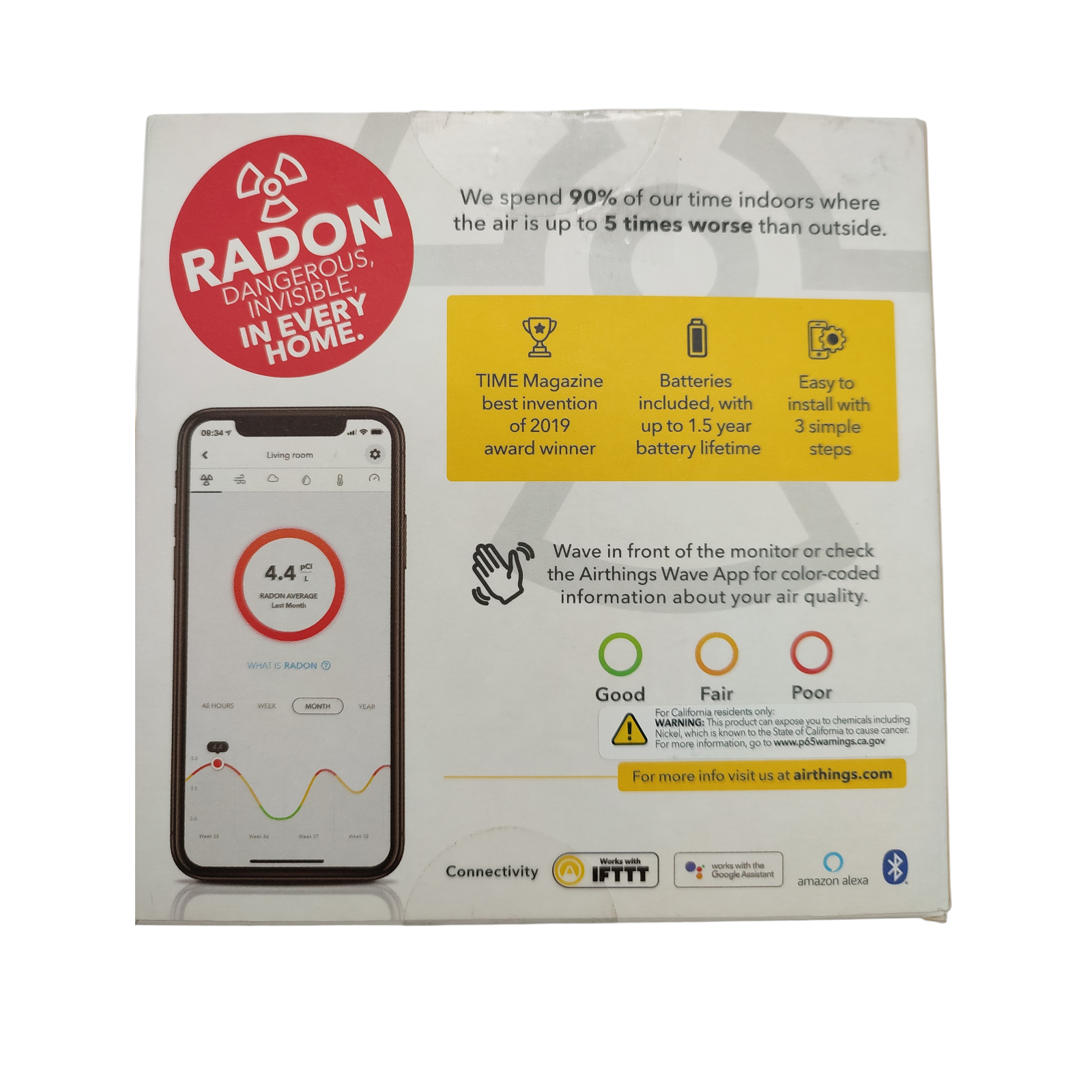 Airthings Wave Plus 2930 Luftqualitätsmessgerät Radon Sensor