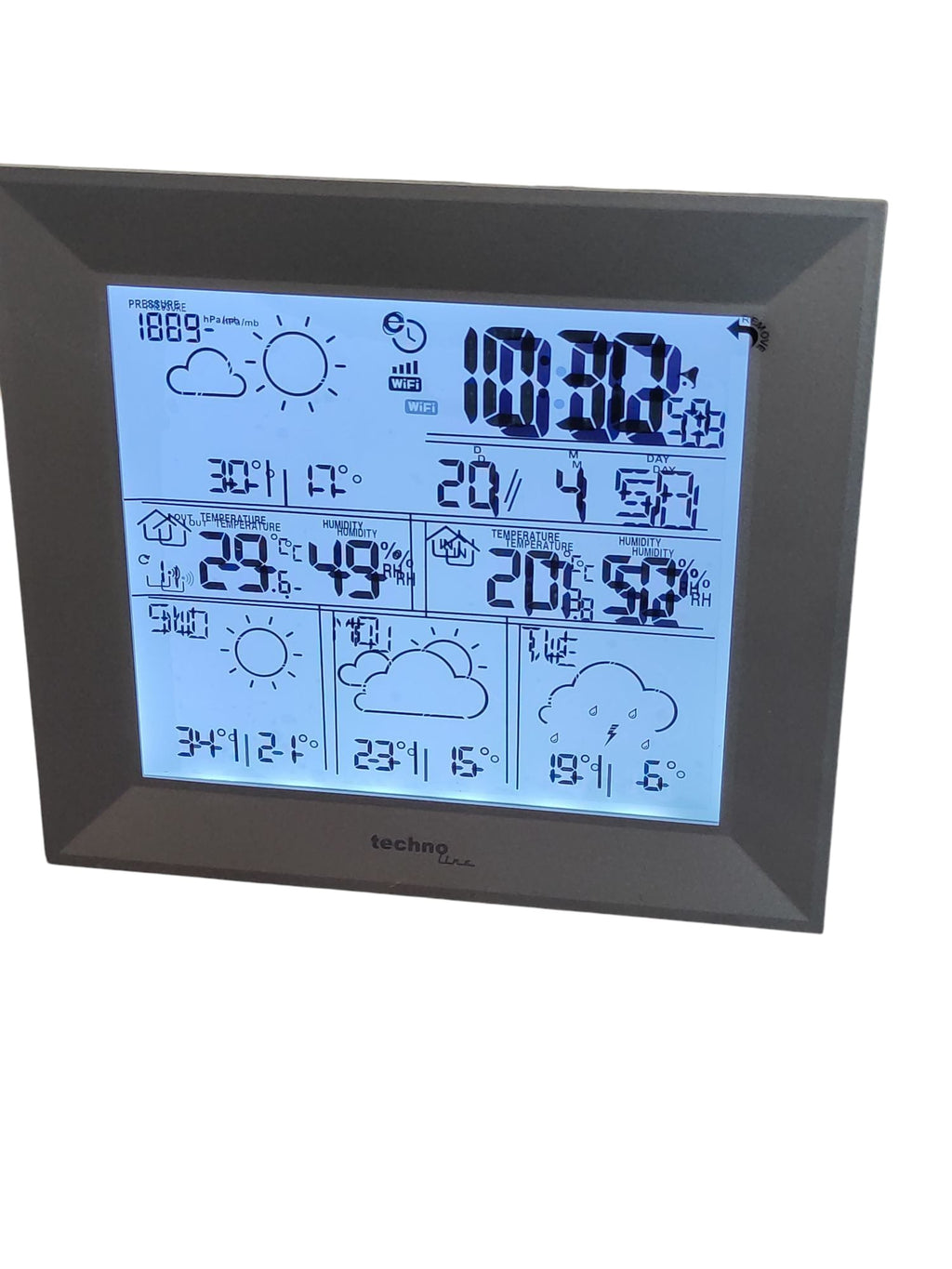 Technoline WD2000 Wetterstation Internetfähig Vorhersage 4 Tage App-Steuerung für Innen Außen