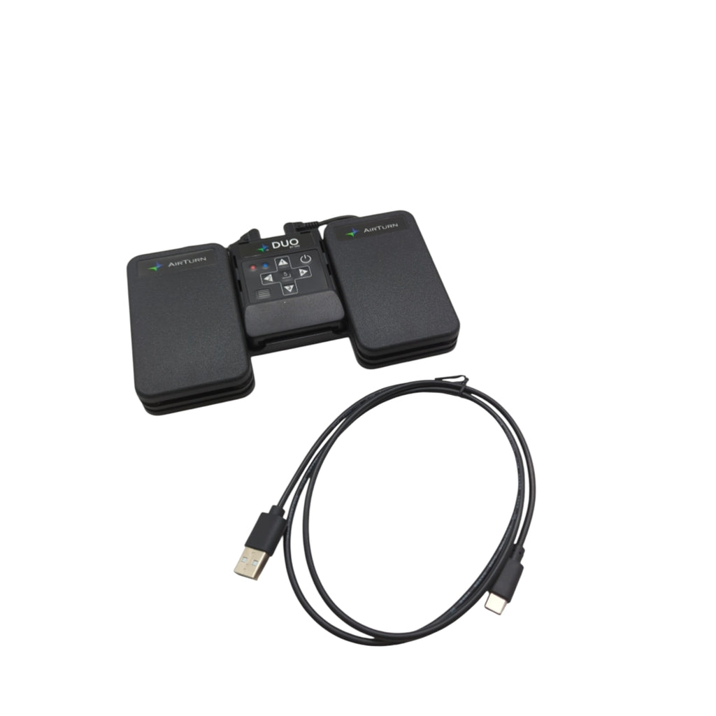 Air Turn Bluetooth-Steuerung mit Fußschalter.