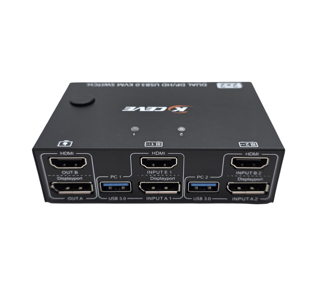 USB 3.0 KVM-Switch 2 Monitore 4K 60Hz HDMI DisplayPort 2 PCs