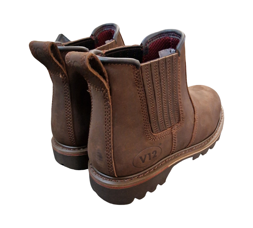 V12 Rawhide, Sicherheitsstiefel aus geöltem Leder, Größe 09 UK 43 EU, braun