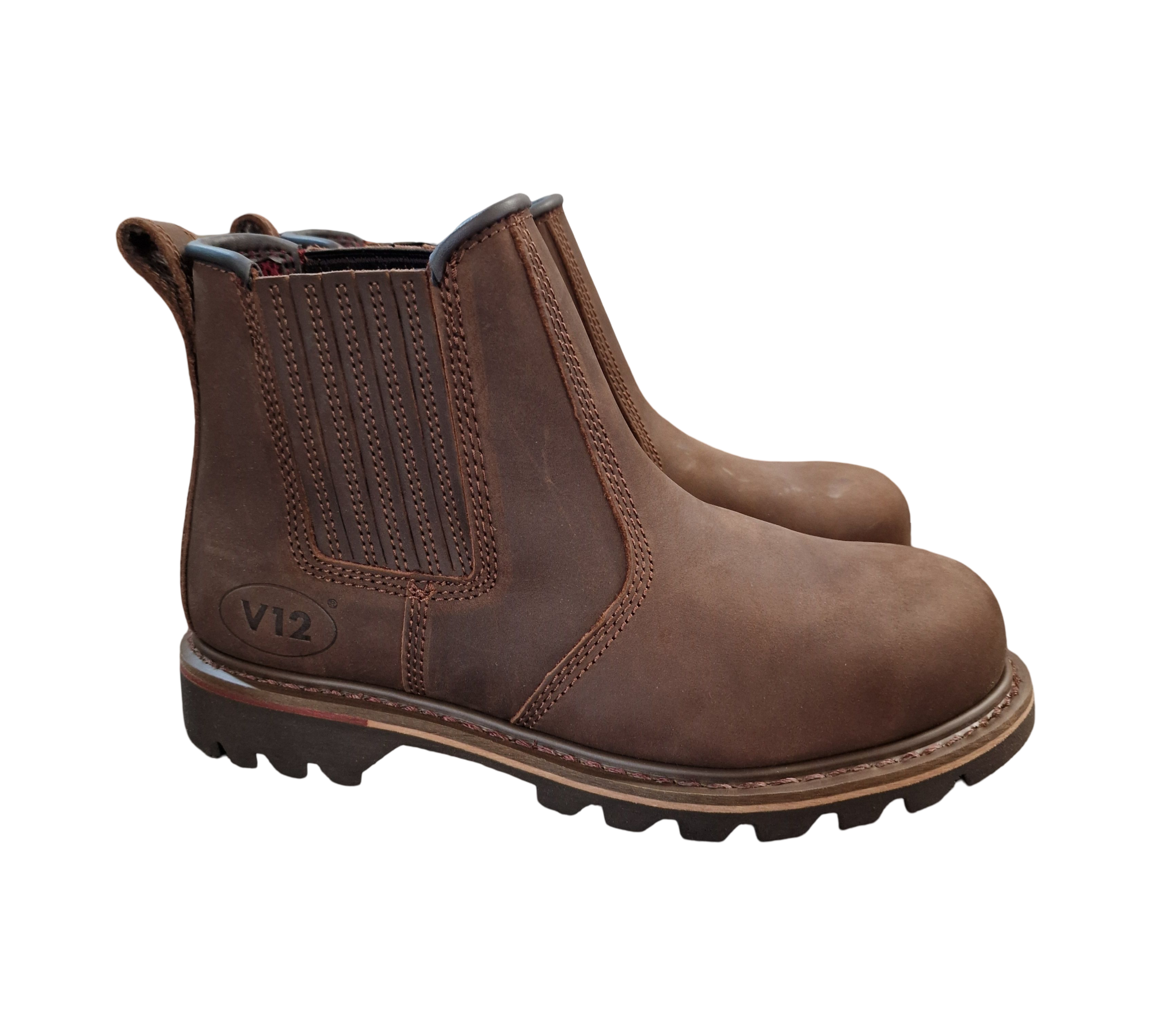 V12 Rawhide, Sicherheitsstiefel aus geöltem Leder, Größe 09 UK 43 EU, braun