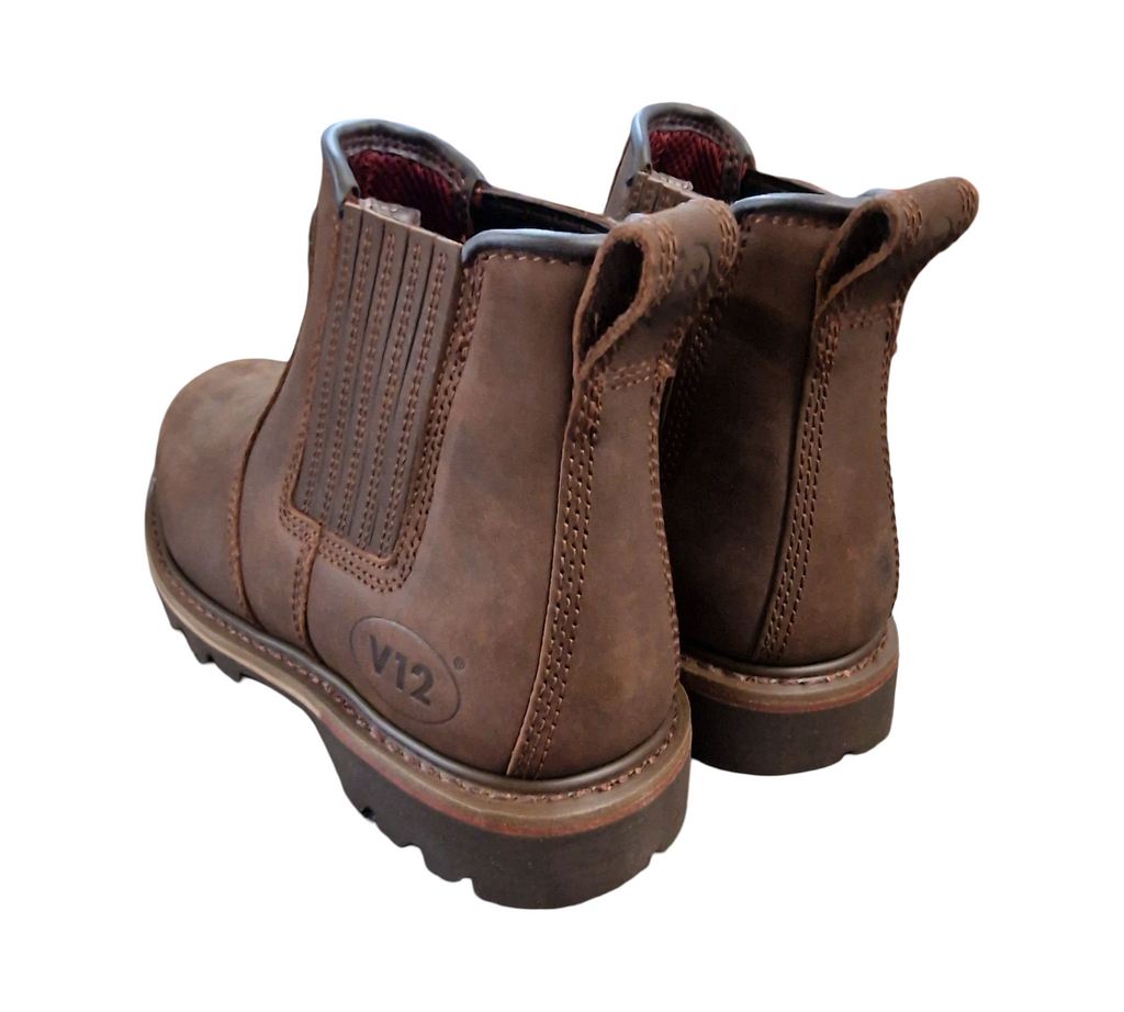 V12 Rawhide, Sicherheitsstiefel aus geöltem Leder, Größe 09 UK 43 EU, braun