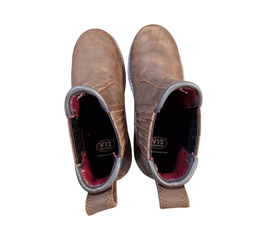 V12 Rawhide, Sicherheitsstiefel aus geöltem Leder, Größe 09 UK 43 EU, braun