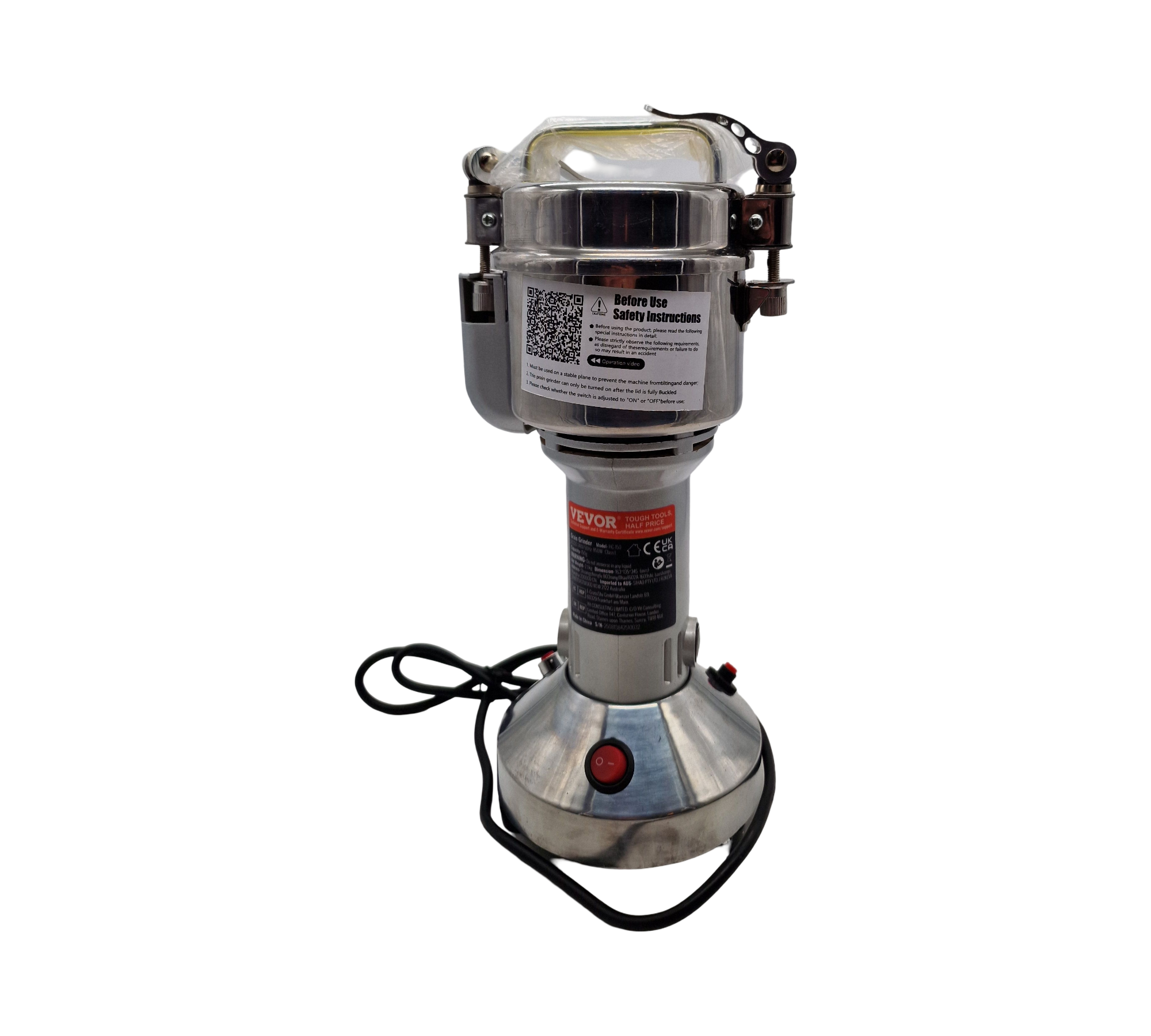 VEVOR Elektrische Getreidemühle Gewürzmühle 850 W Edelstahl