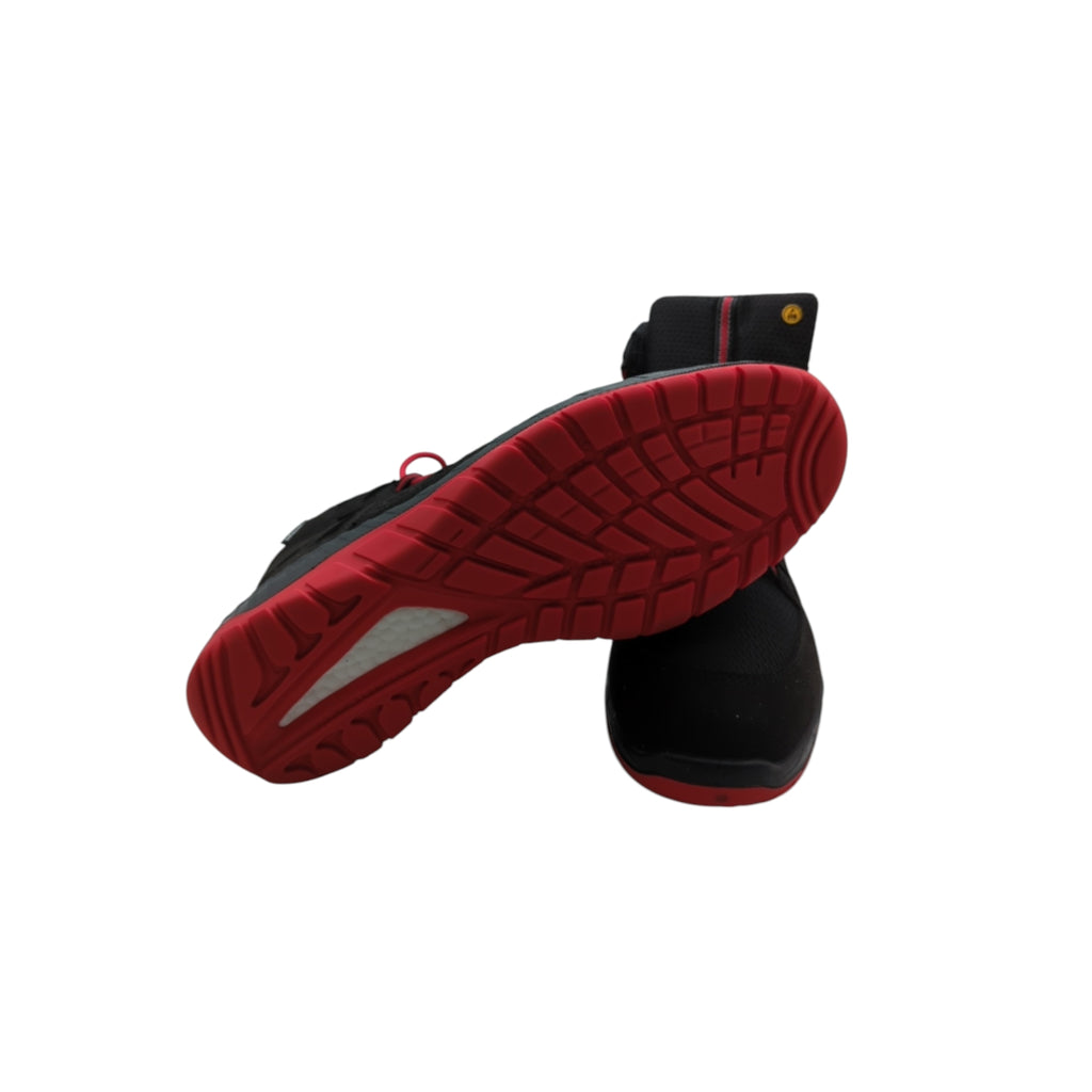 ELTEN Maddox Mid Sicherheitsschuhe ESD S3S Stahlkappe Gr. 44 Schwarz-Rot