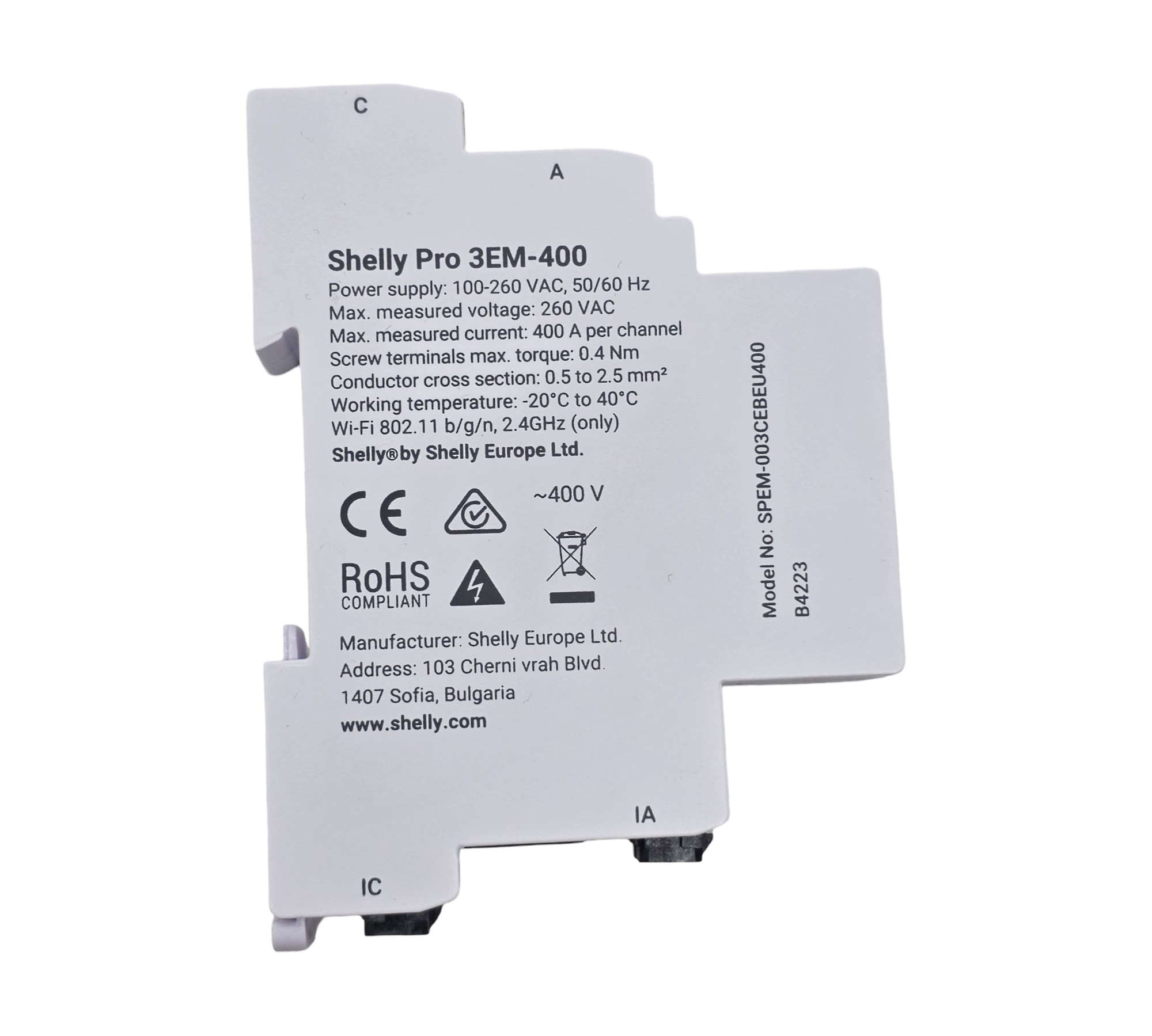 Shelly Pro 3EM Energiezähler 3-Phasen WLAN LAN DIN-Schiene 400A