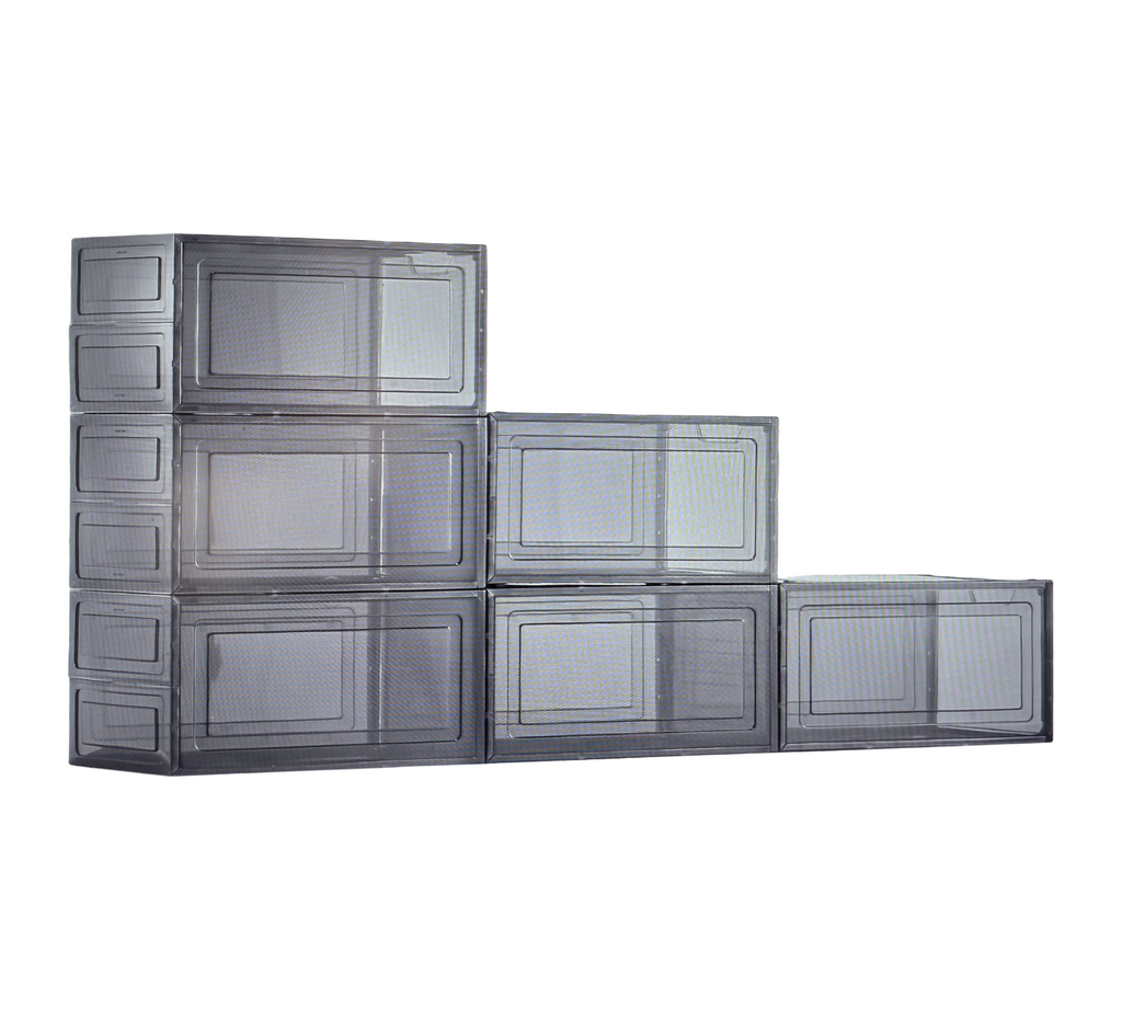 VEVOR Schuhboxen 6er Set Stapelbar Magnetverschluss Gr. US 13 Transparent