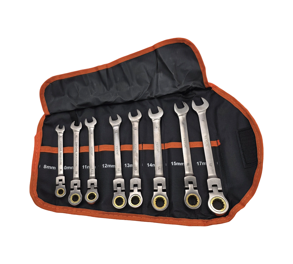 VEVOR 8-tlg Ratschenringschlüssel Set flexibel mit Rolltasche