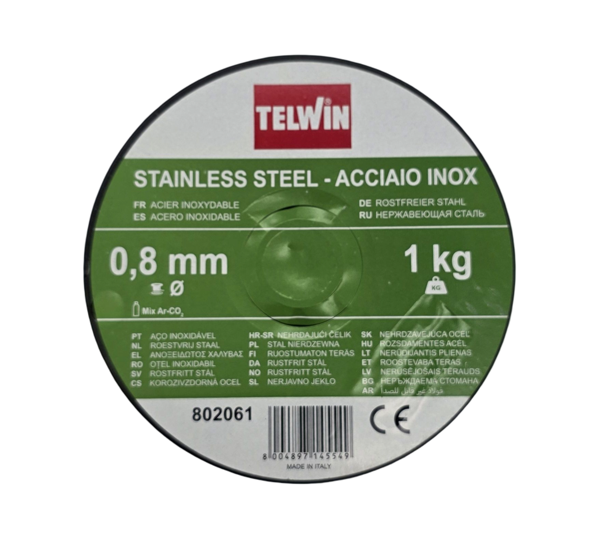 Telwin S.p.A. 802061 Edelstahlschweißdrahtspule Durchmesser 0,8 mm, 1 Kg, Grau