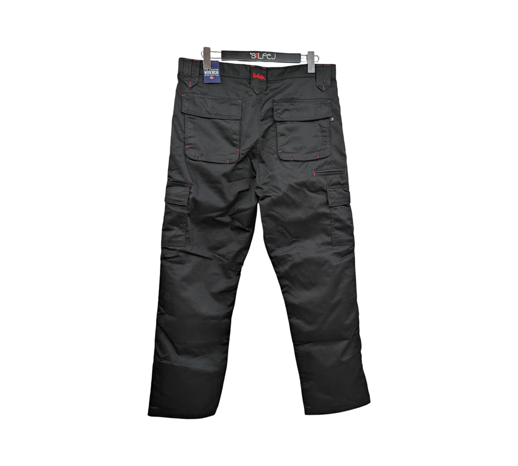 Lee Cooper LCPNT206 Arbeitshose Cargo Kniepolstertaschen W36 L31 Schwarz