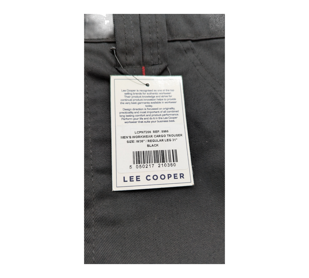 Lee Cooper LCPNT206 Arbeitshose Cargo Kniepolstertaschen W36 L31 Schwarz