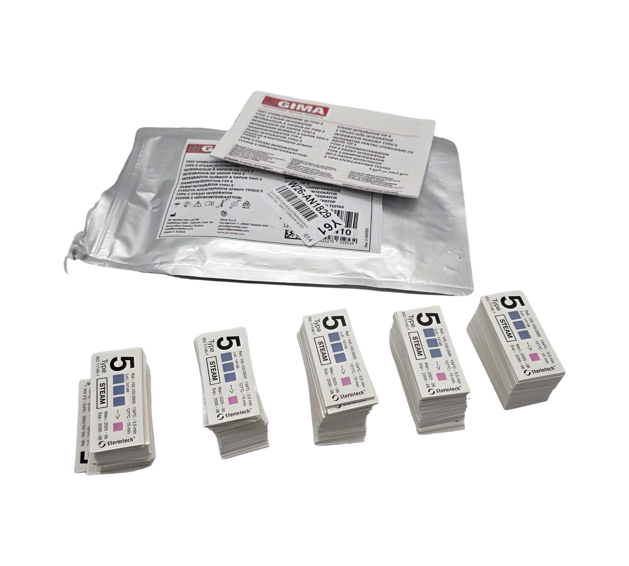 GIMA 35953 Sterilisationsindikator für Dampf Typ 5, Packung mit 500 Stück