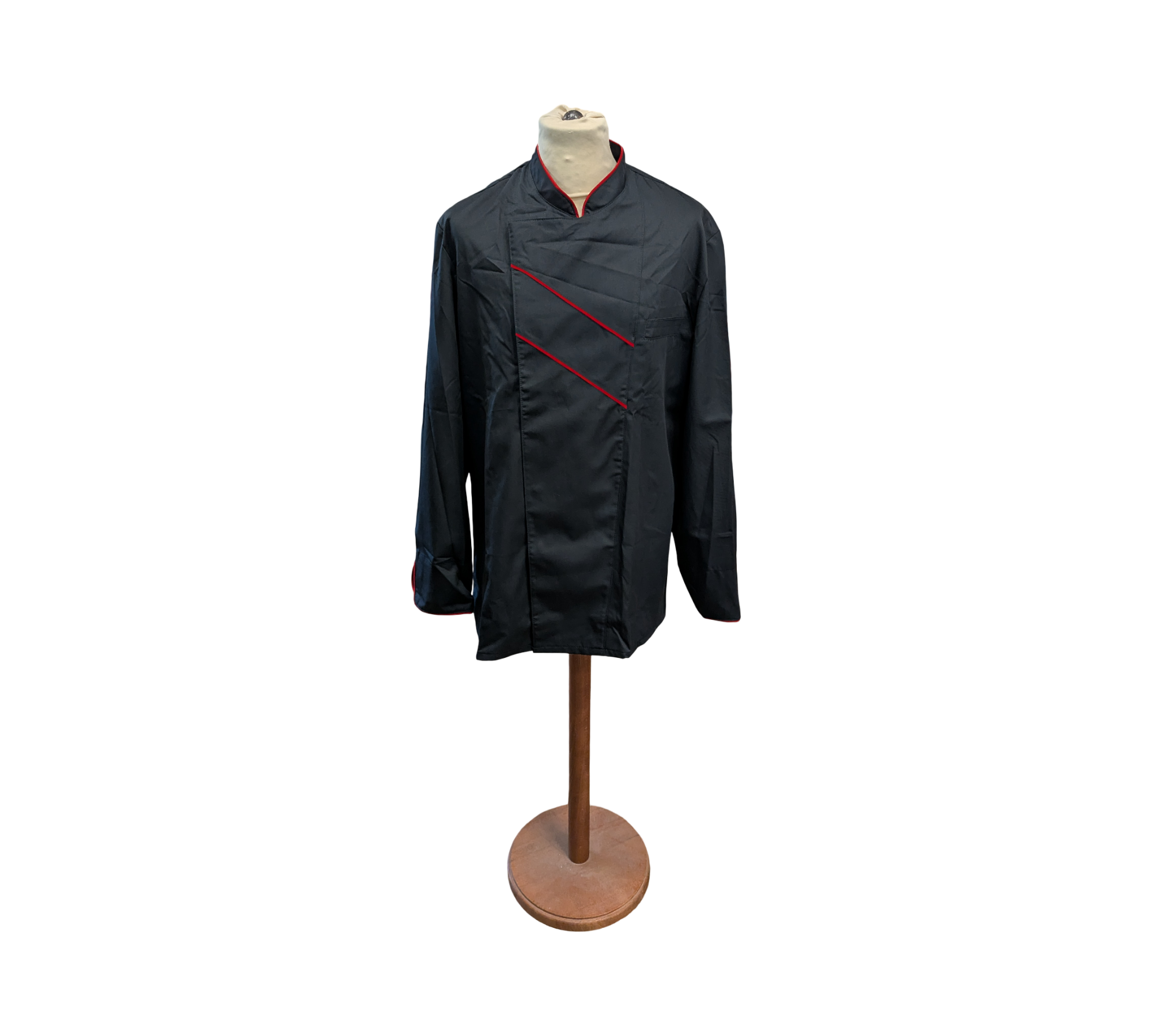 BP Gourmet Kochjacke Langarm Belüftungsschlitze Gr. 54 Schwarz Rot