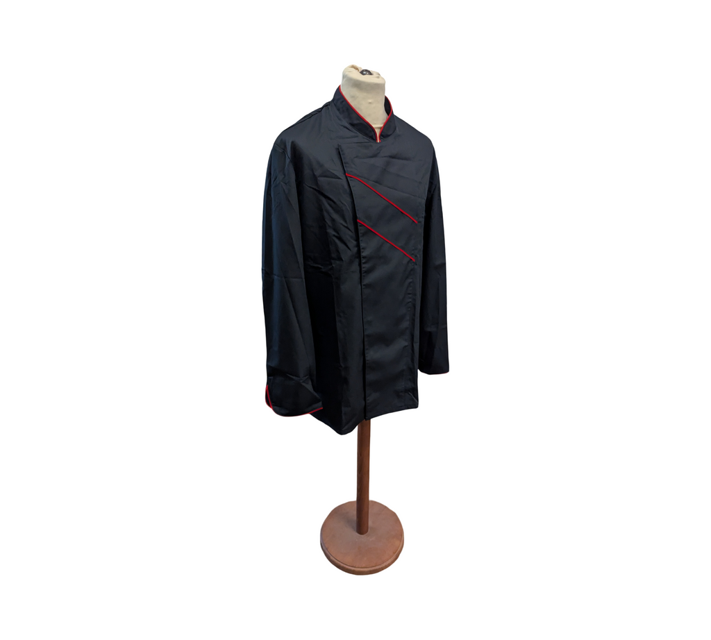 BP Gourmet Kochjacke Langarm Belüftungsschlitze Gr. 54 Schwarz Rot