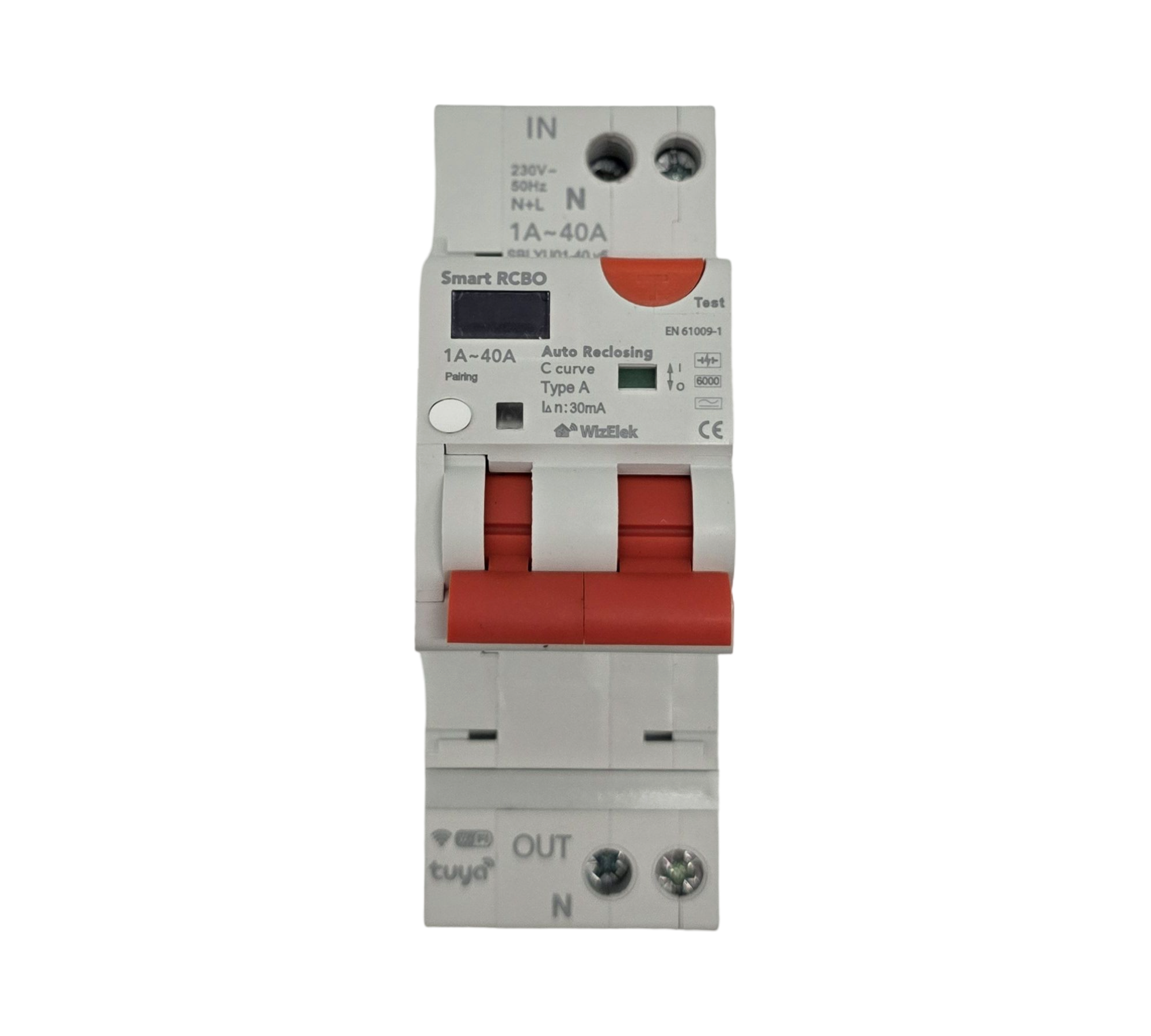 Differentialschalter RCBO 30 mA Typ A AC Wi-Fi Tuya, automatische Rückstellung, Abschaltung Überstrom 1/40 A, Leistung 0/9 kW