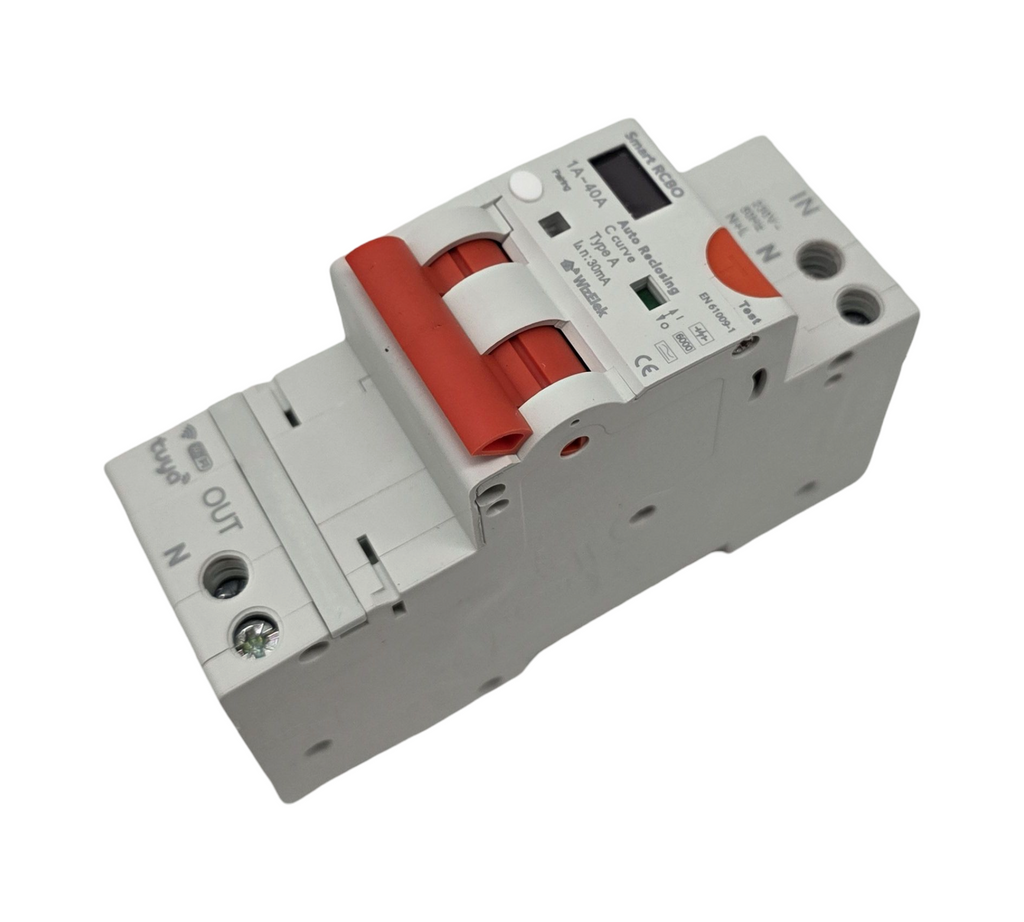 Differentialschalter RCBO 30 mA Typ A AC Wi-Fi Tuya, automatische Rückstellung, Abschaltung Überstrom 1/40 A, Leistung 0/9 kW