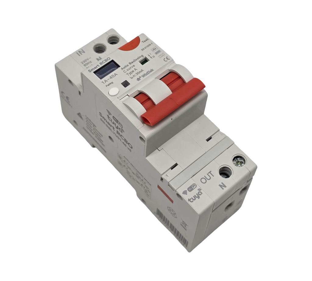 Differentialschalter RCBO 30 mA Typ A AC Wi-Fi Tuya, automatische Rückstellung, Abschaltung Überstrom 1/40 A, Leistung 0/9 kW