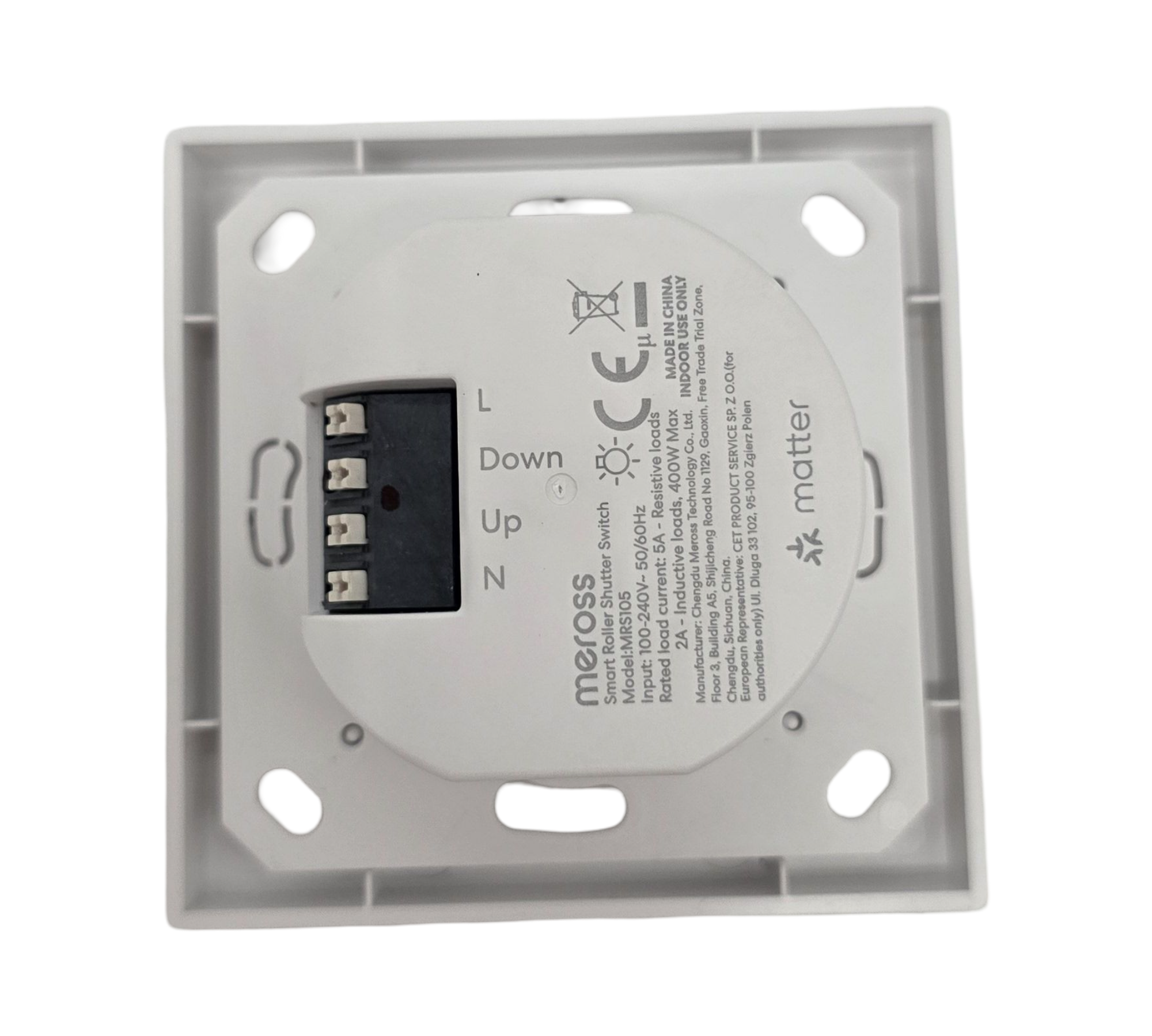 Meross Matter Rolladenschalter WLAN 4 Stück für Jalousien 55x55mm