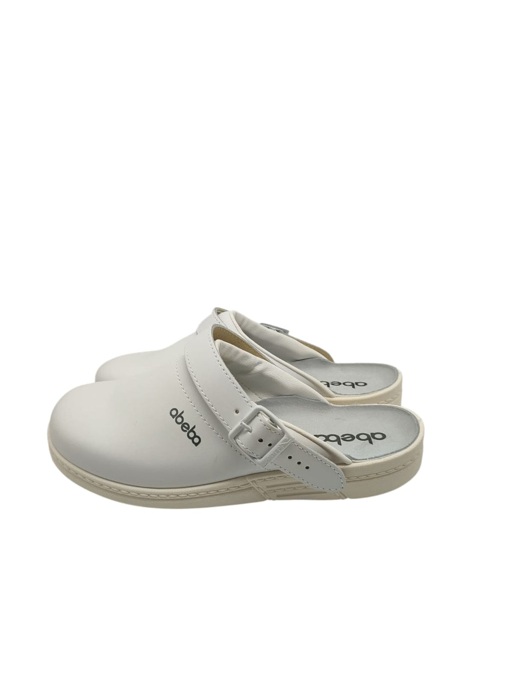 Abeba Berufsschuh The Original Clog Leder Weiß rutschfest Größe 43
